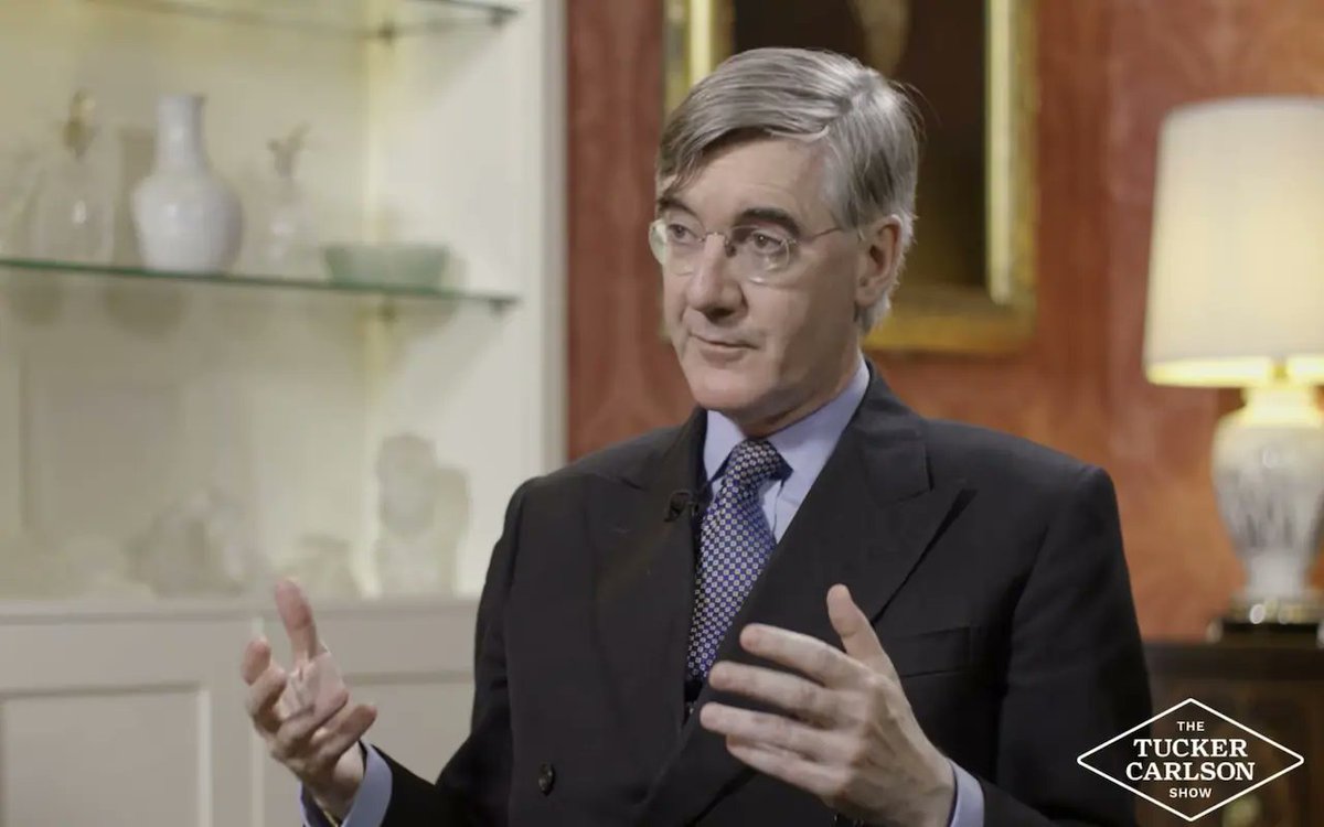 DanielJHannan's tweet photo. I have been trying to work out why the Carlson—Rees-Mogg interview is going viral. I think it’s because because it represents the moment when traditional conservatism, defined by courtesy, self-restraint and truth, visibly overcomes the feverish, conspiracist and bellicose post-liberal Right.
Sir @Jacob_Rees_Mogg was the perfect instrument of destruction. He is a man of unquestioned sincerity, intellect and courtliness. He was one of only two Ali G interviewees to emerge with his reputation enhanced, the other being Tony Benn, and for the same reason: utter sincerity. With Tucker, as with the brilliant Baron-Cohen, he bats away feverish, crackpot claims in a calm, measured and devastatingly gracious way.
What ended McCarthyism was the dignified put down delivered by the Army’s lawyer, Joseph Welch, on live TV in June 1954: “Senator, you have done enough. Have you no sense of decency?” Joe McCarthy died three years later at the age of 48, broken and disgraced.
As Welch to McCarthy, so Mogg to Tucker.