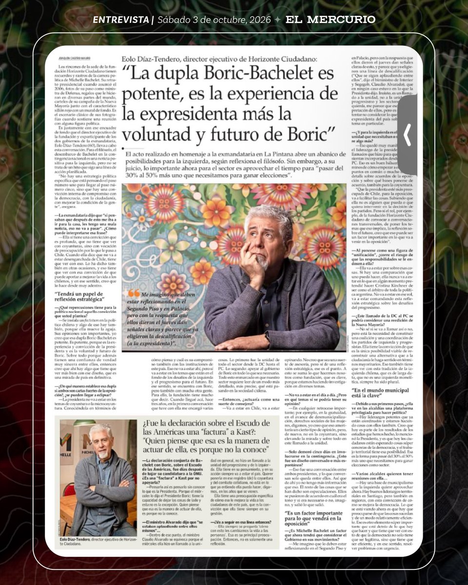 h_ciudadano's tweet photo. 📰 #FHCenMedios | Entrevista

Nuestro director ejecutivo, Eolo Díaz-Tendero, conversó con @__elmercurio sobre el escenario político actual, el rol de la expresidenta Michelle Bachelet Jeria y los desafíos del sector. 

👇 Revisa la entrevista completa en la imagen. https://t.co/V1uPqdh2kZ