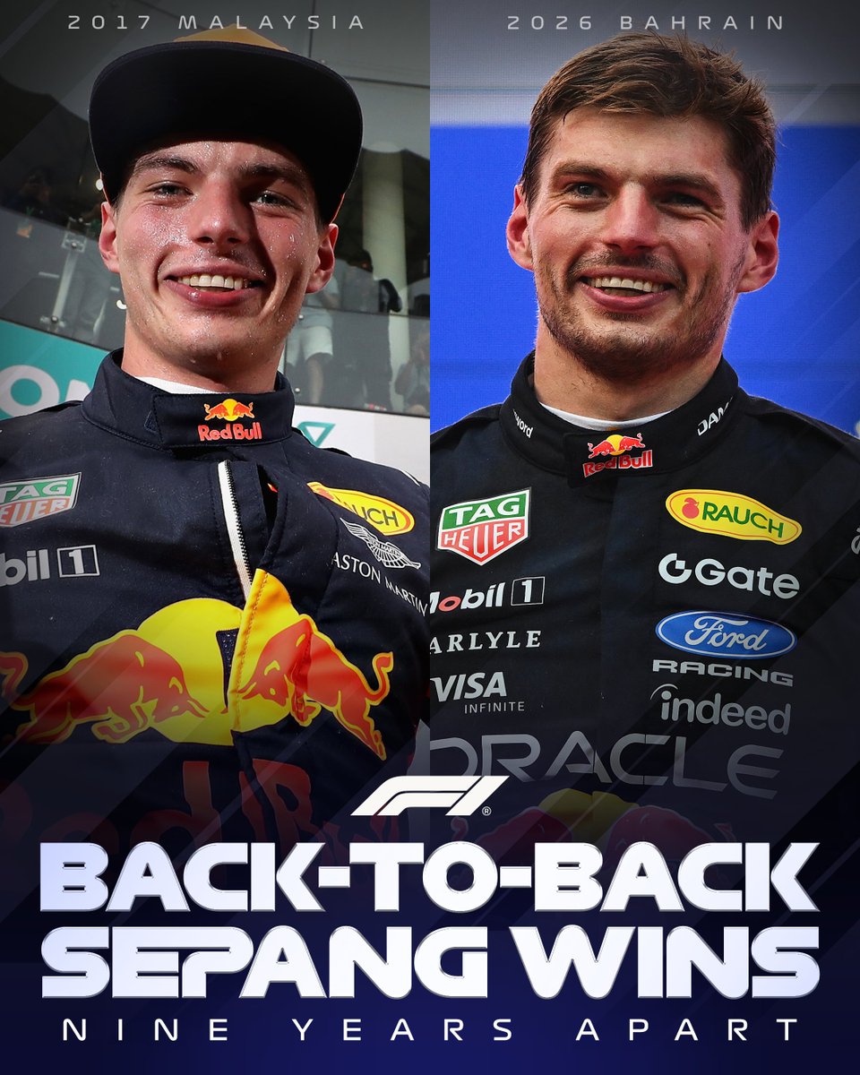F1's tweet photo. Back-to-back wins in Sepang... 3,290 days apart! 

#F1 #BahrainGP https://t.co/NCQDY3pCGI