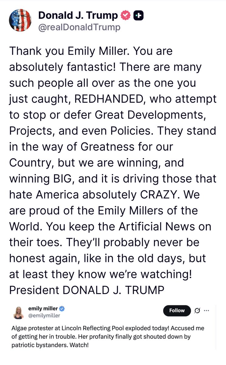 emilymiller's tweet photo. Thank you, President Trump! 
I run around Washington, D.C. and report on civic projects. Follow me for independent journalism on who opposes restoring our capital and making it beautiful again! https://t.co/VbtmpoONiB
