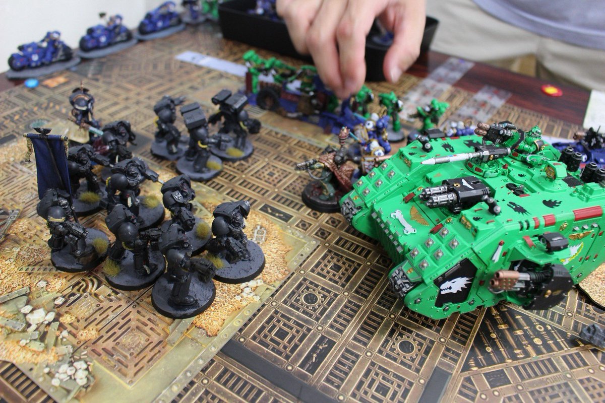cbe0bf72d47f45b's tweet photo. Warhammer40K
浜松勢とのチーム戦
vsコマツさんのスペースマリーン
エインシェント合流ターミネイター
10体はウーンズ-1もありカッチカッチ
3ターンもかけて何とか撃破
チーム戦も3-0で勝利！
普段とは異なる雰囲気で楽しめました
対戦ありがとうございました🙇
#ウォーハンマー40K 
#warhammer40K https://t.co/oLgt0Zmeka
