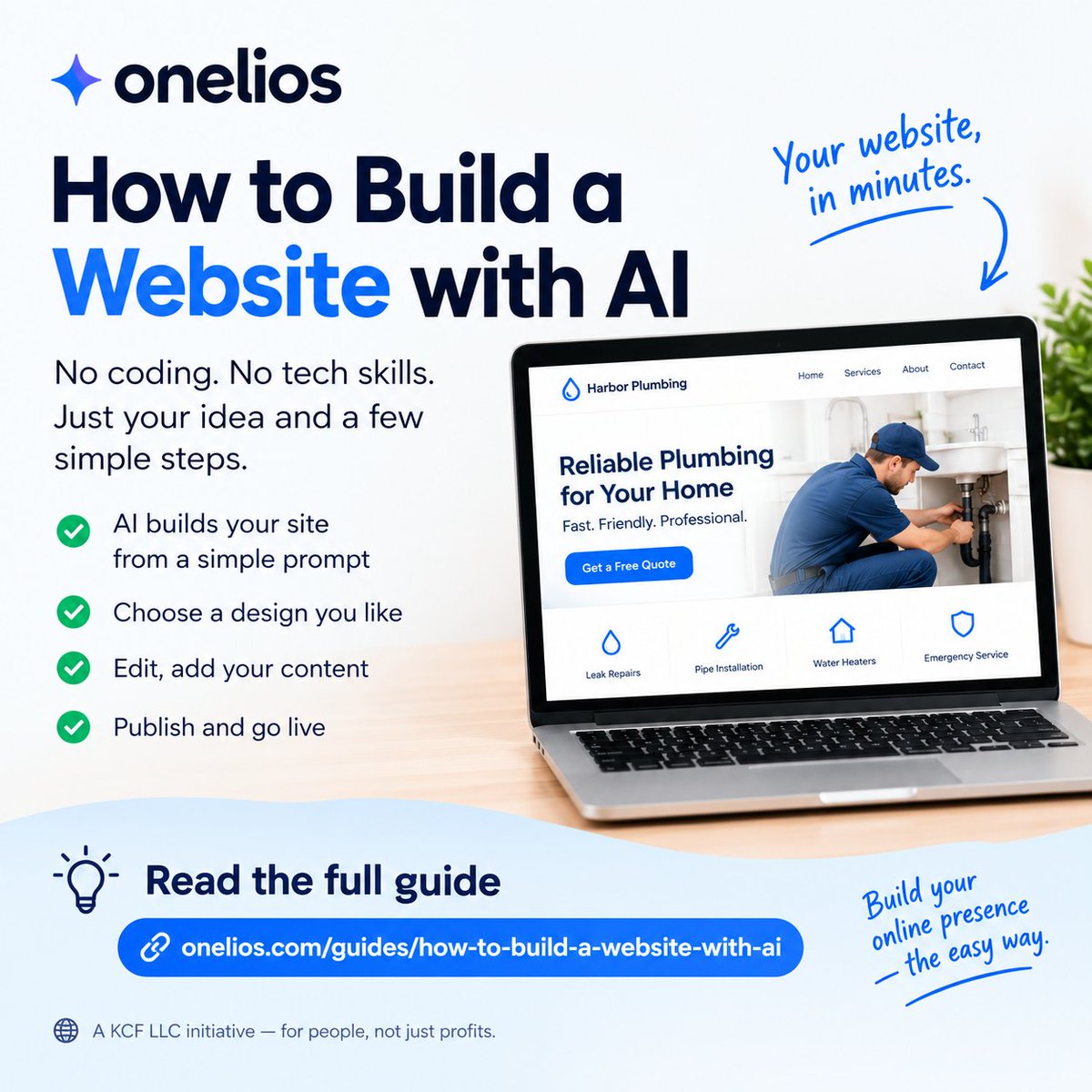 KindnessCFdn's tweet photo. Think building a website requires coding? Think again. ๐
AI can turn your idea into a website in minutes. No coding, no tech skills!
๐ Build yours free: https://t.co/hphbmtbJtx
๐ Read the guide: https://t.co/wHTFpBpDaR
#AIWebsiteBuilder #SmallBusiness #NoCode #onelios https://t.co/ZfcwnUw124