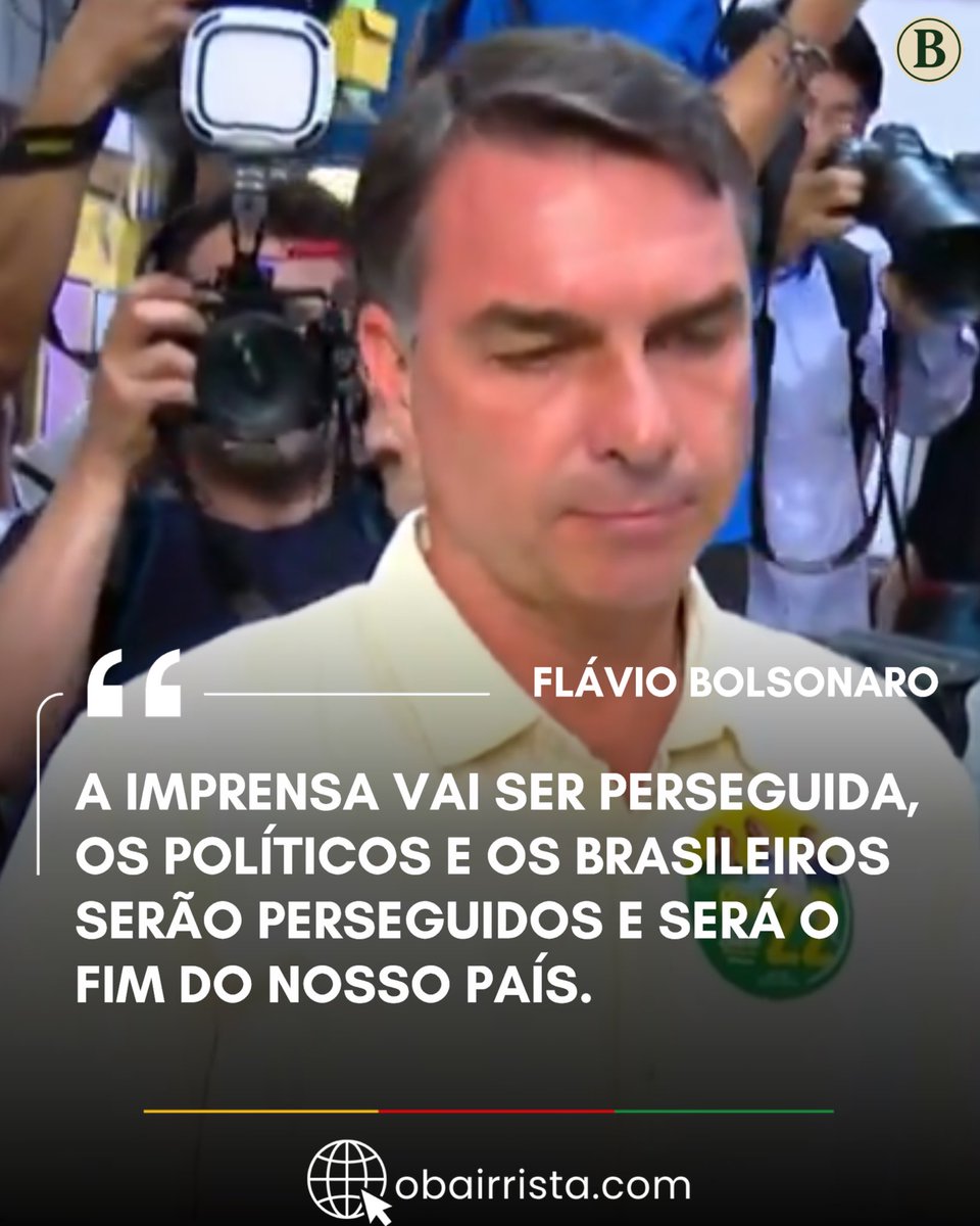 O_Bairrista's tweet photo. O candidato Flávio Bolsonaro votou nesta manhã no Rio de Janeiro acompanhado da esposa e falou com a imprensa na saída do local de votação. Flávio subiu o tom falando sobre uma possível eleição de Lula. https://t.co/jxEMNAygIY
