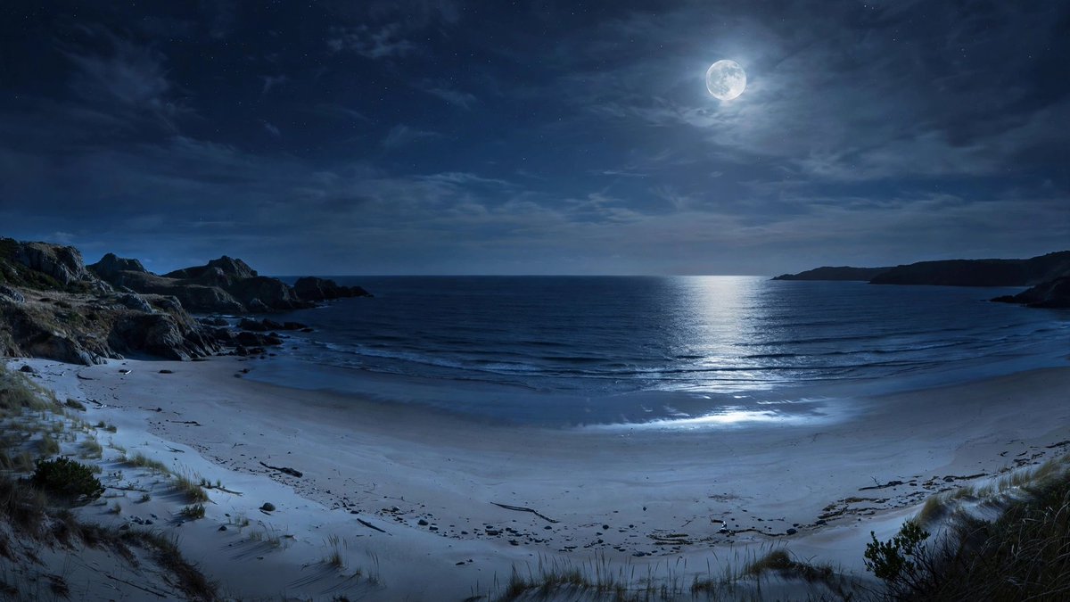 WanderWithAI_'s tweet photo. Moonlit Ocean World 🌕🌊
beach → giant moon → infinite horizon
The moon didn't rise, it arrived.
#MoonlitOcean #Astrophotography #OceanWorld #NightScape https://t.co/Ef0iCbYr6F
