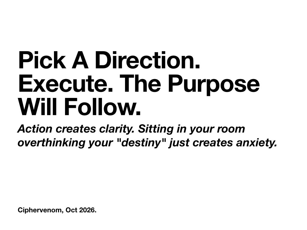 ciphervenom01's tweet photo. We have ruined an entire generation by telling them they need to "find their passion" before they can start working. It creates a paralyzing expectation that your career must feel like a spiritual awakening on day one. It won't. Passion is rarely a magical spark; it is almost always the byproduct of getting incredibly good at something difficult. Stop waiting for a mystical calling to give you permission to start. Pick a heavy skill, master it, and watch how quickly you become "passionate" about being highly competent.
What skill are you mastering while you wait for your calling? 🎯
#CIPHERVENOM #ModernPhilosophy #Purpose #Execution #Mindset