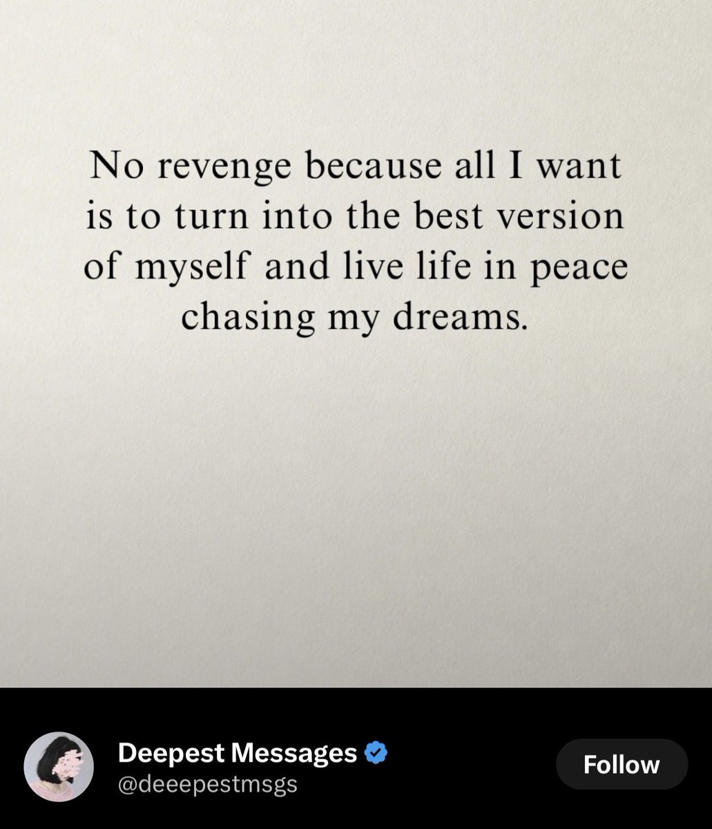 AndonDub's tweet photo. Don’t just like or click something because it sounds good. Actually read it and understand what you are agreeing with. Sometimes something can sound empowering on the surface, but the mindset behind it deserves some thought.

No revenge because the mind goes where you take it. Don’t chase madness if you want peace. The best version of yourself requires peace, strength, and maturity, and dare I say, God to help you through your journey. Getting a lick-back mentality is deeply problematic if that’s what you think of on your way to having peace.