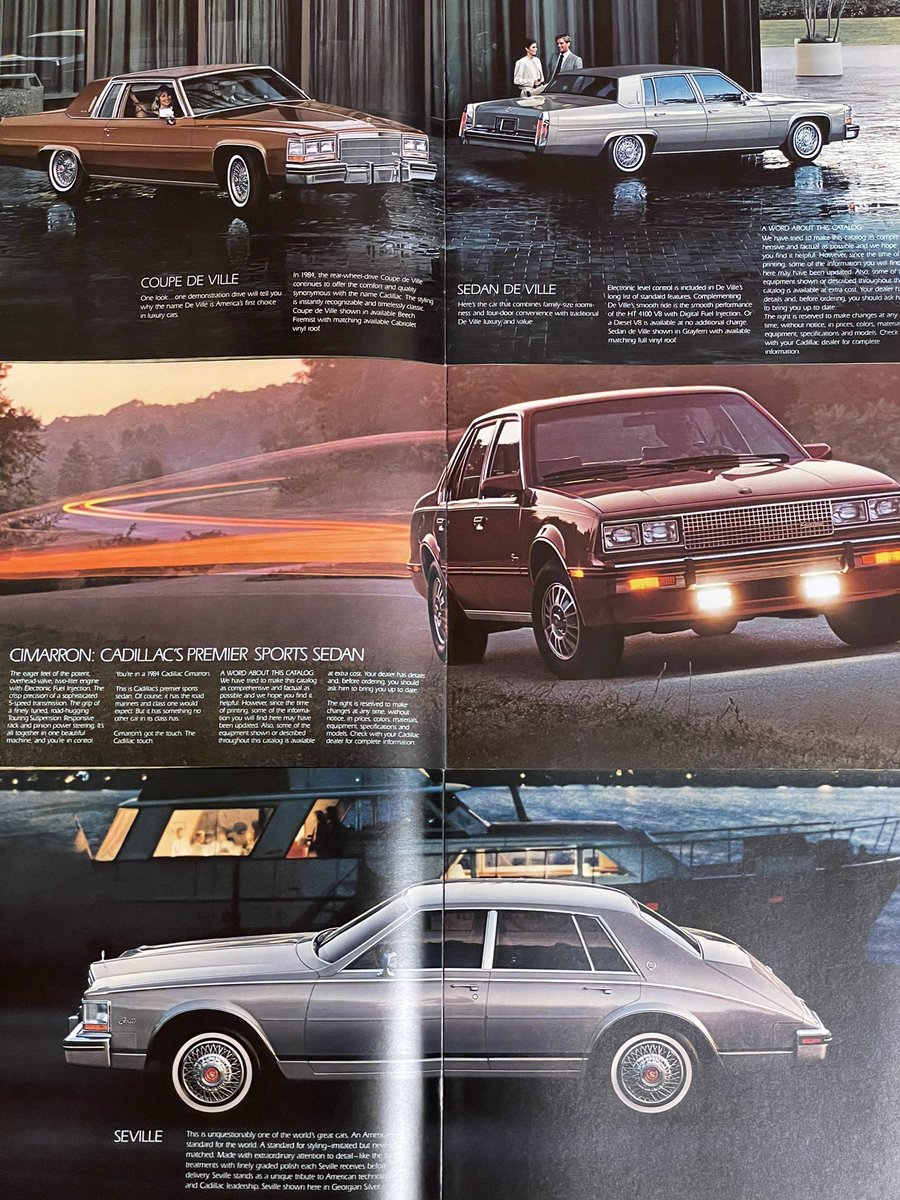 1988bmw520i's tweet photo. 1984 Cadillac Brochures.

シマロンの資料用に撮った写真でしたが上段にブローアムがあるので流用。

トミカでもモデル化された2代目セビルも全然見なくなりましたね。 https://t.co/cPDsN5PnhF