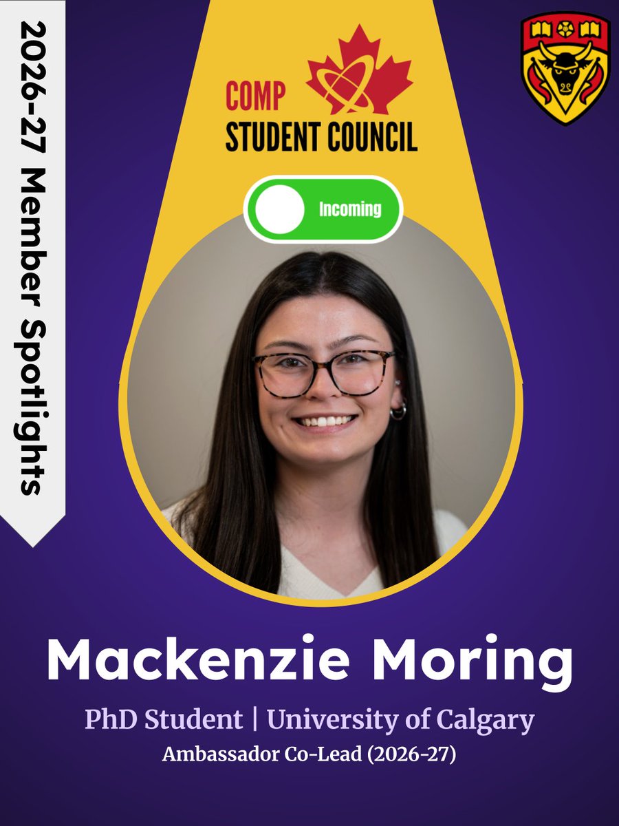 COMPTrainees's tweet photo. Our next spotlight is on Mackenzie Moring from @UCalgary, an RD team member and co-lead of both the Ambassador and Mentorship teams! 🍁 Nous mettons maintenant le plein feu sur Mackenzie Moring de @UCalgary, membre de l’équipe RD et co-cheffe des équipes ambassadeur et mentorat! https://t.co/7BkPgWYaJn
