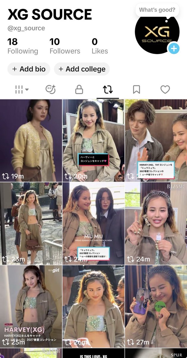 XG_SOURCE's tweet photo. Let's get more coverage for HARVEY on TikTok, Alphaz! Scroll through the reposts here:
https://t.co/TikwufH0OF

#HarveyxMiuMiu #MiuMiuSS27 https://t.co/f6miw2l8iA
