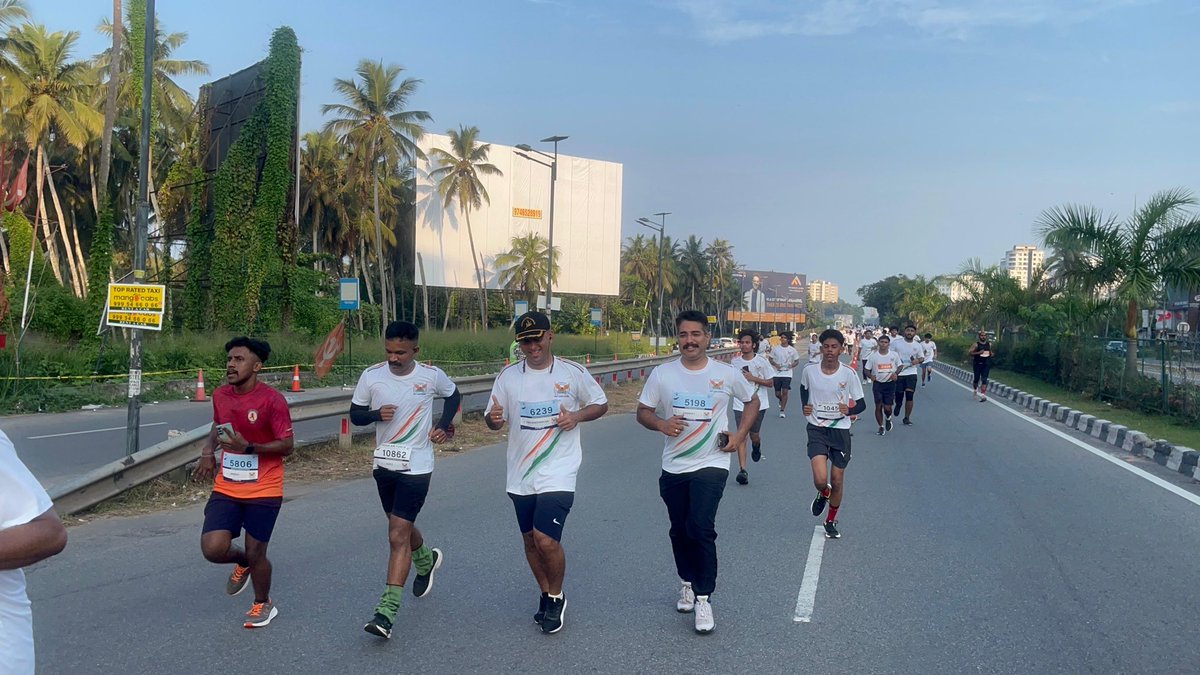 IafSac's tweet photo. Thousands. One rhythm. One nation. One legend. 🇮🇳🏃‍♂️

The Sekhon Indian Air Force Marathon (SIM) 2026 transformed LuLu Mall, Thiruvananthapuram, into a celebration of energy, endurance, fitness and patriotism on 04 Oct 26. 

Every stride was a tribute to Flying Officer Nirmal Jit Singh Sekhon, Param Vir Chakra , whose courage and supreme sacrifice continue to inspire generations.

The starting line turned into a sea of energy as thousands of participants came together to honour a legend. Air Marshal Jasvir Singh Mann, AVSM, VM, AOC-in-C, Southern Air Command and Mr Sangram Singh, renowned sports personality, flagged off the event, setting the stage for a powerful celebration of fitness, courage and national pride.