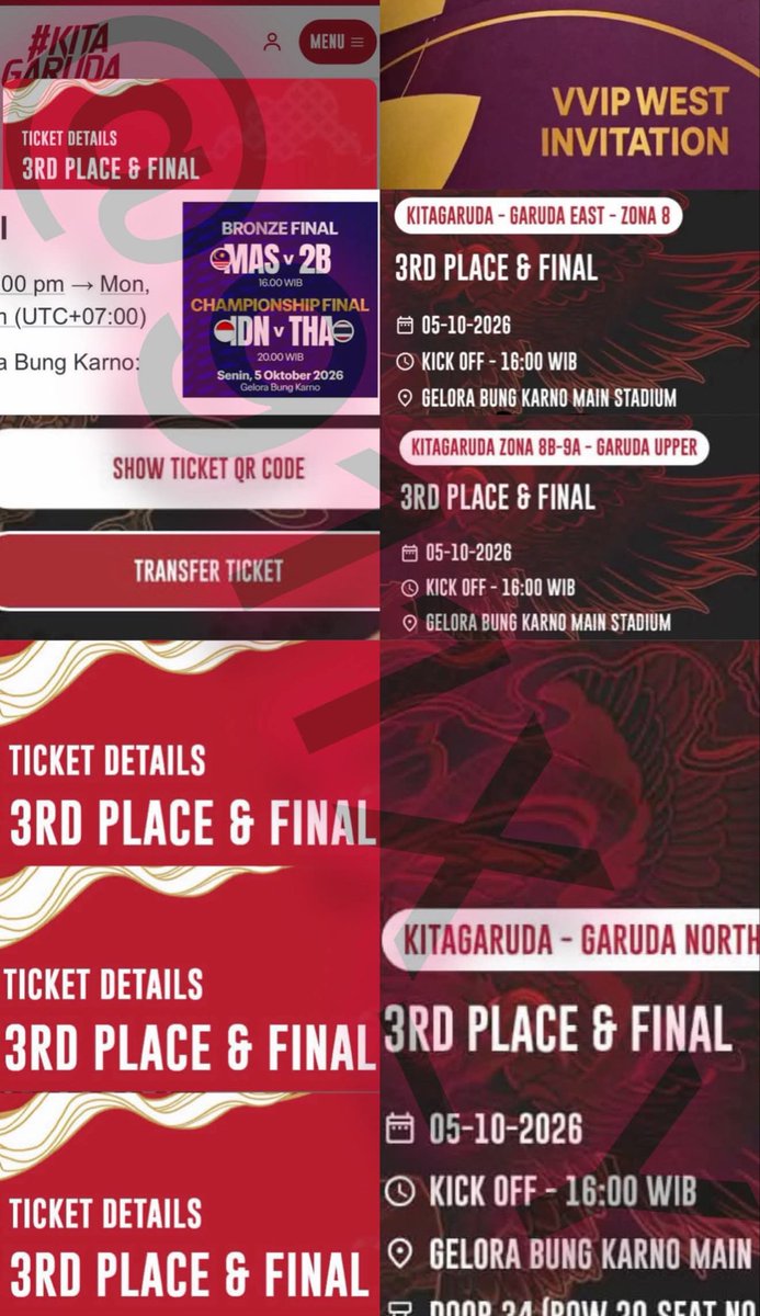 ohalysz's tweet photo. Wts/Want to sell  lebihan jastip tiket final VS Thailand

4x Upper garuda
3x Garuda West
3x Premium
4x Garuda East

Langsung transfer garuda id
Price Via Dm
Yang duluan aja yaa thank u

Serius Buyyer only

.t wtb wts tiket timnas thailand indonesia

#wts #wtb #zonauang #timnas https://t.co/RpoxDFj4vI