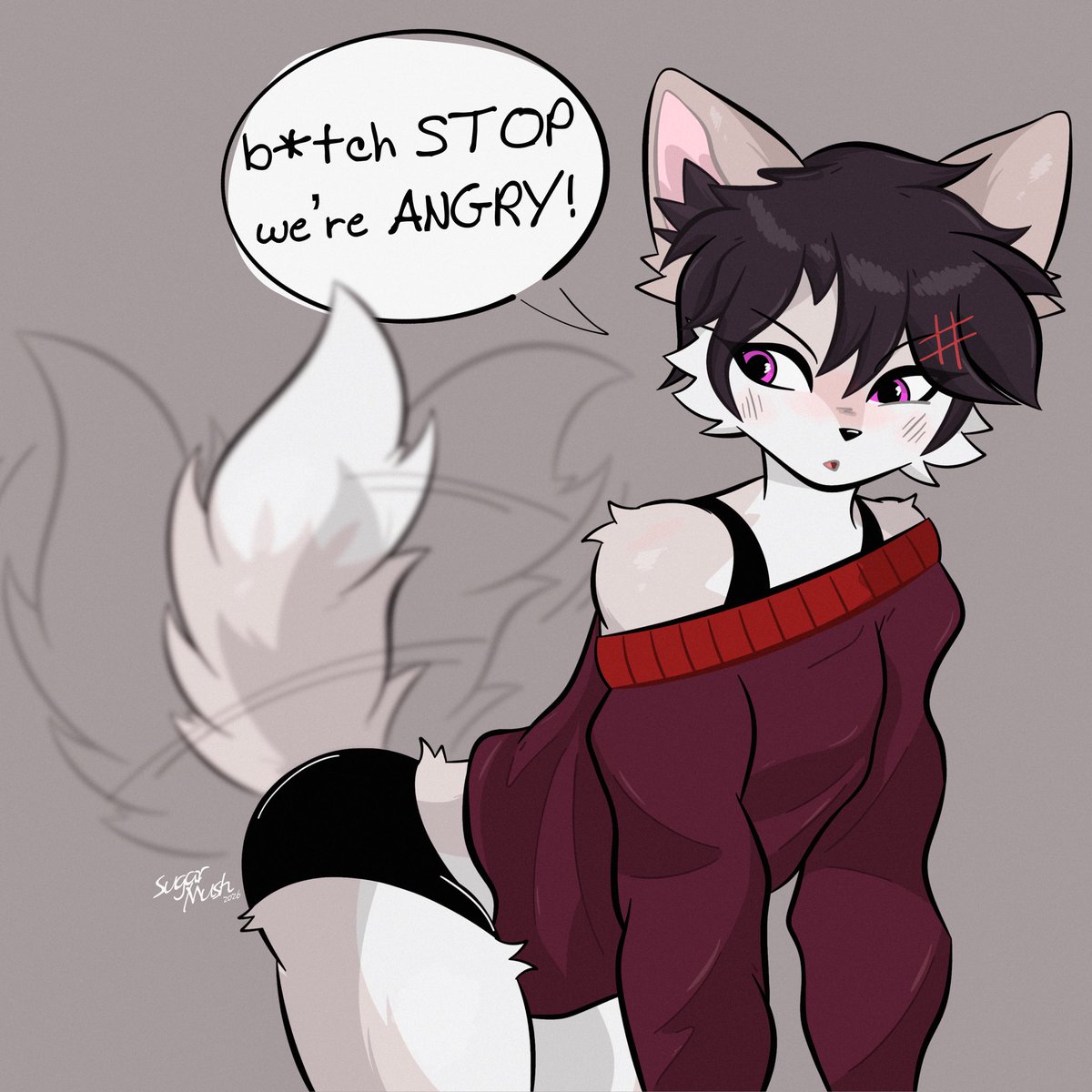 sugar_mushii's tweet photo. It’s hard to control your own tail yk
~  
#furryart #furrymeme #furryfemboy https://t.co/gOkOasW9CO