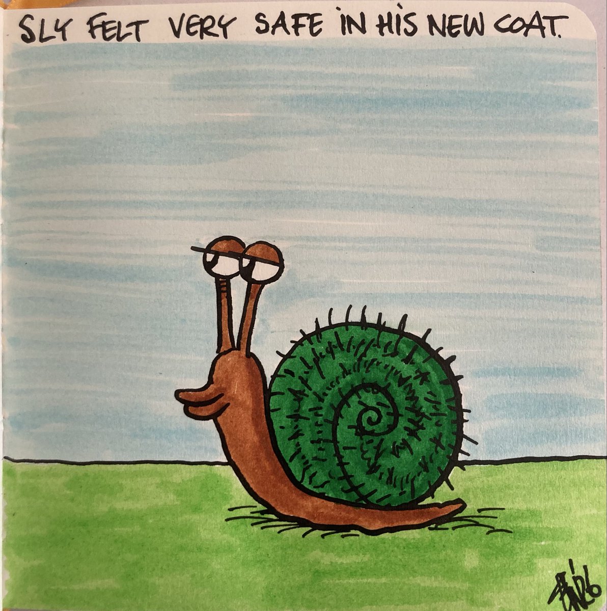 El1neW's tweet photo. Inktober day 4 #inktober #inktober2026 #cactus #snail #snart https://t.co/pF4iFZmbf9