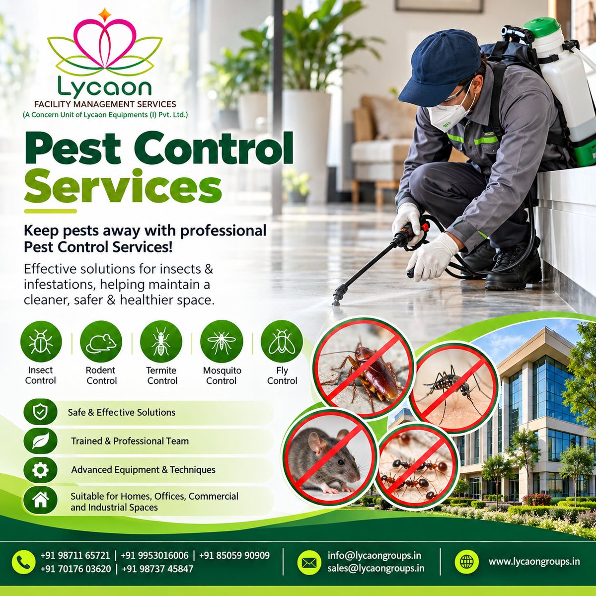 lycaongroups's tweet photo. Keep pests away with professional Pest Control Services! ๐ Effective solutions for insects & infestations, helping maintain a cleaner, safer & healthier space. โจ#PestControl #PestManagement #PestFree #FacilityServices https://t.co/SiCBPxQz98