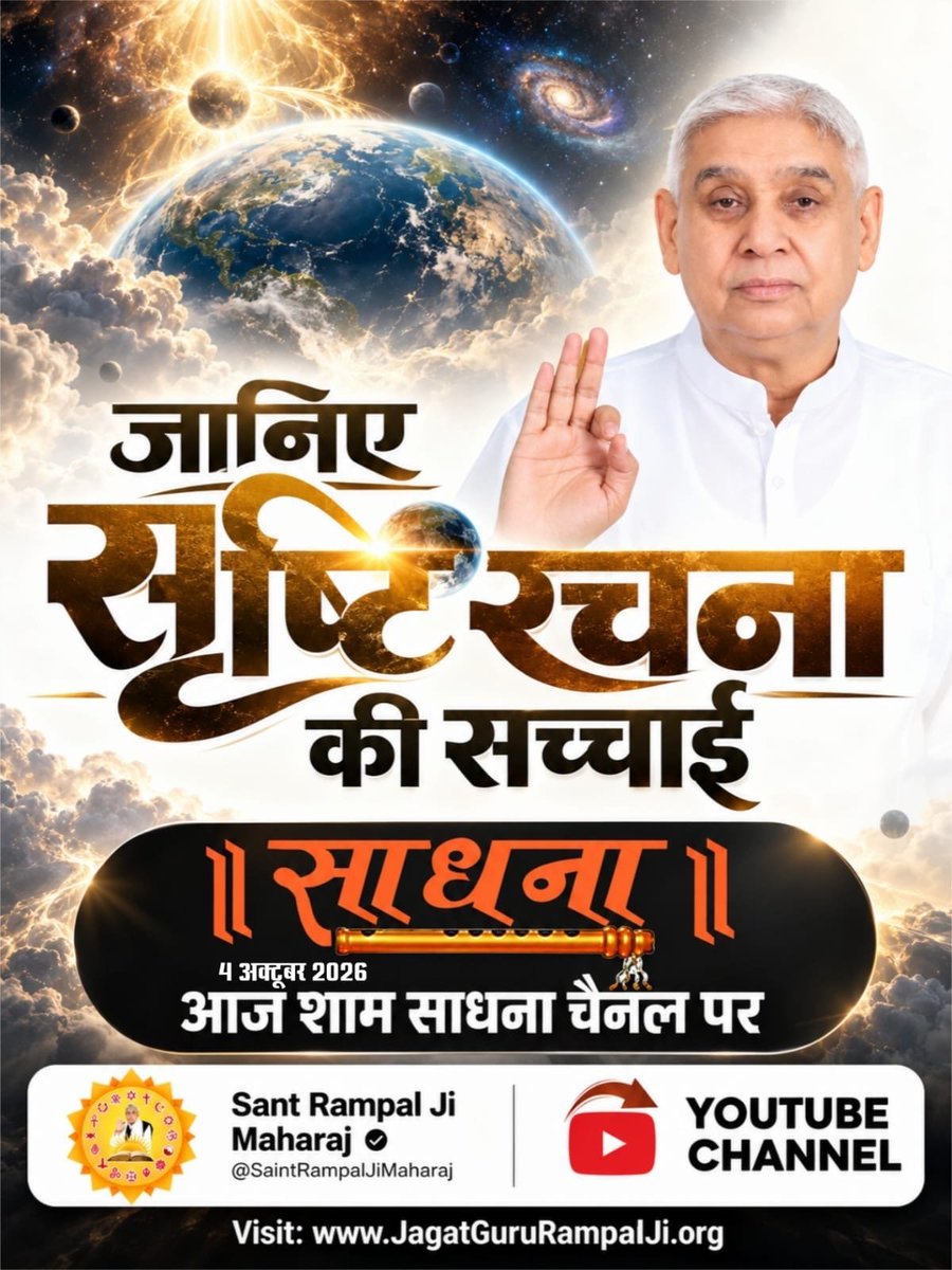 LataMahantG's tweet photo. #शास्त्रार्थ_का_शंखनाद_क़िस्त2
जानिए सृष्टि रचना की सच्चाई
4 अक्टूबर 2026 आज शाम साधना चैनल पर
Live on Sant Rampal Ji Yt https://t.co/Ku4lbepJ7A
