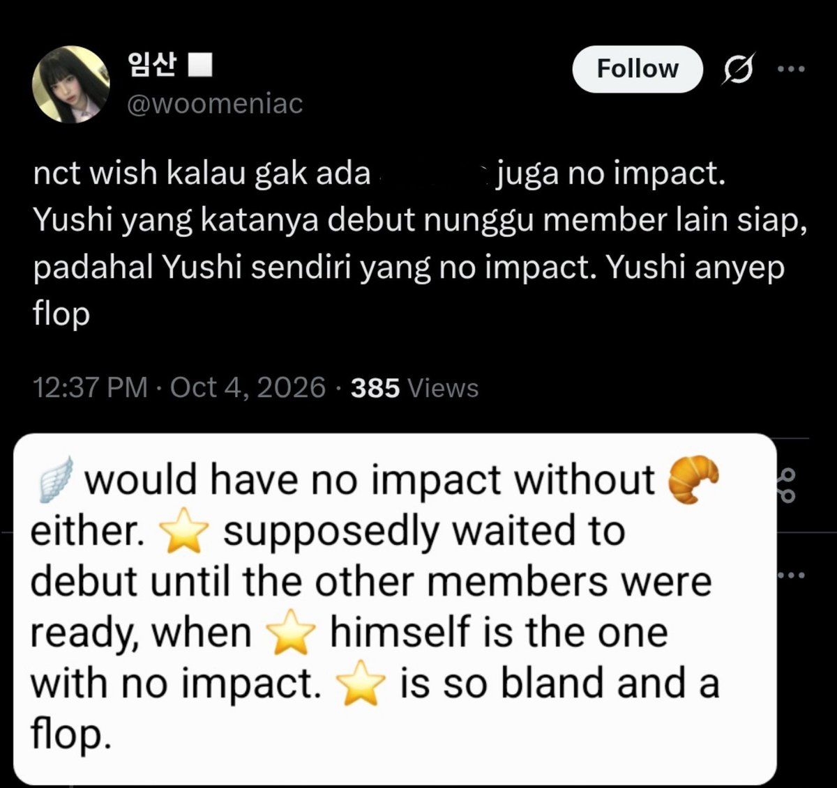 PROTECTYUSHI's tweet photo. 🆘 URGENT MASS REPORT AND BLOCK 🆘

🔗 https://t.co/PZ9Uig7opx

This account is comparing ⭐ to other members and making degrading comments about him

Help Center Form
🔗 https://t.co/sotLddFdbY

Report as: 
- Hate, abuse, or harassment 
- Violent Speech
- Spam
→ Block!

❌ DO NOT ENGAGE/INTERACT ❌
