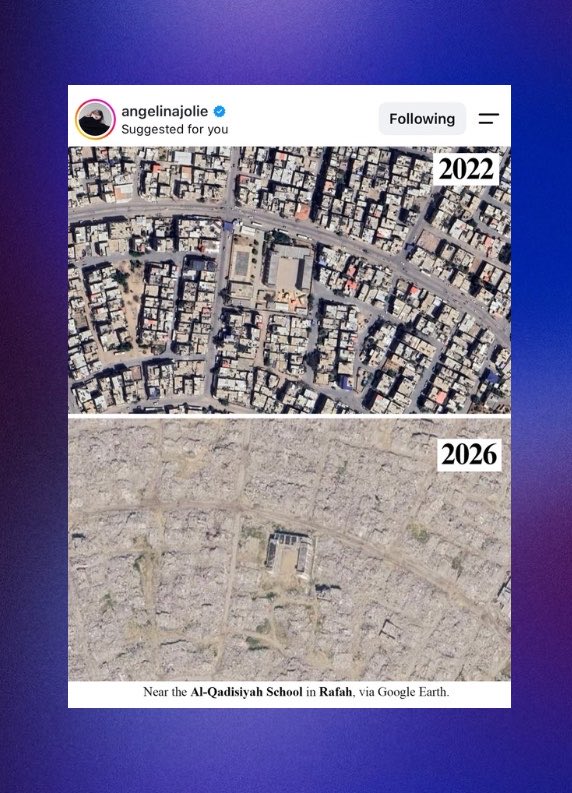 PopBase's tweet photo. Angelina Jolie calls for humanitarian aid to be allowed to reach Palestinians in Gaza:

“Hospitals need medical supplies, and the conditions that allow civilians to rebuild their homes, schools, hospitals and communities need to be created.” https://t.co/huVlBrF38Y