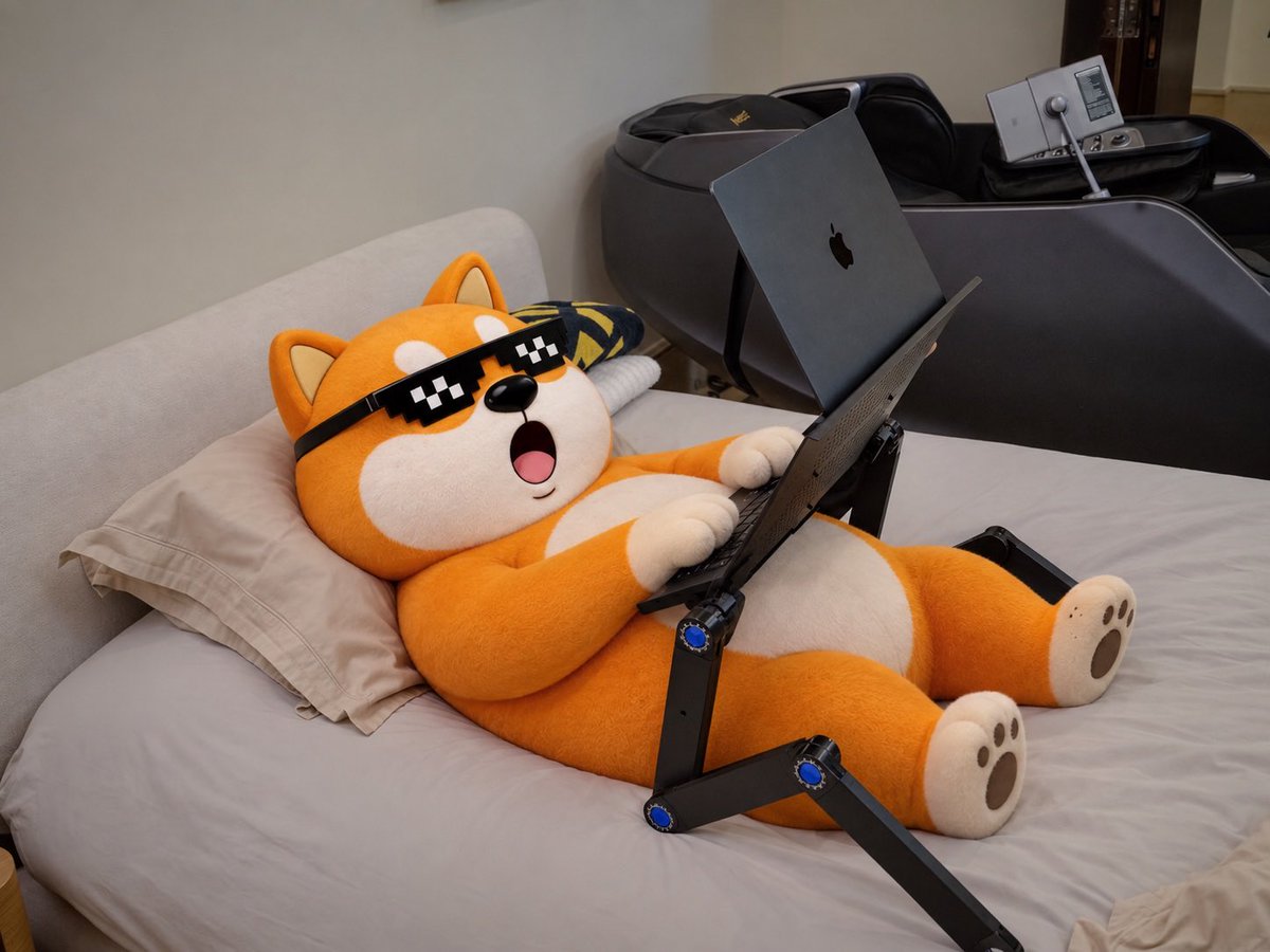 CryptoGuMaster's tweet photo. 别人躺平刷剧，XDOG 躺平建设 X Layer。

床上办公，行情照看，社区照冲。
真正的 Builder，换个姿势继续干。

$XDOG on X Layer. https://t.co/0szJwBfPgn