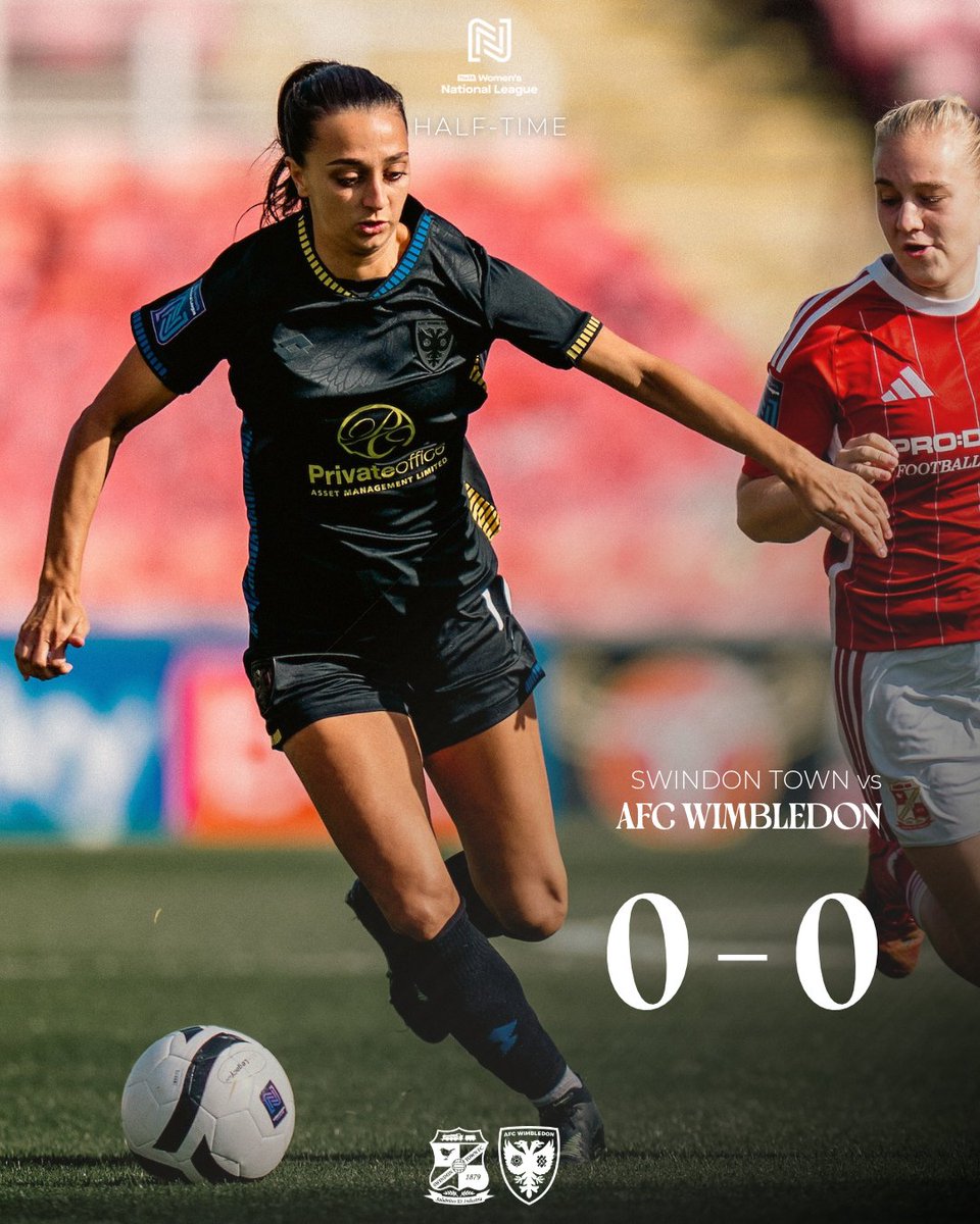 afcw_women's tweet photo. HT: Swindon Town 0 - 0 AFC Wimbledon 

It's goalless at the break. https://t.co/IHlojd2hqu