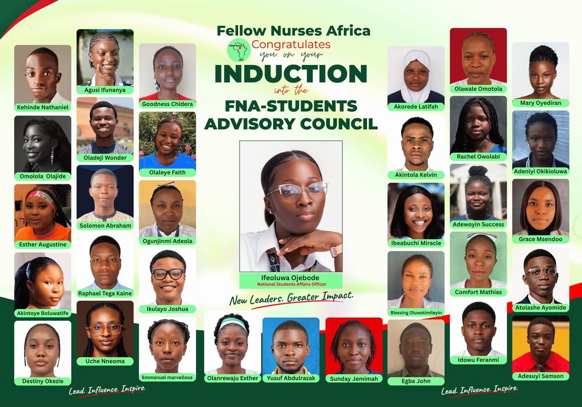FellowNurses1's tweet photo. We are pleased to invite you to the official FNA-SAC Induction, where we will welcome our new student leaders, and set the tone for a journey of impact, leadership, and excellence.

Theme: From Student to Changemaker: The Call to Leadership in Nursing
Date: Sunday, 4th October 2026
Time: 5:00 PM
Venue: Virtual (Google Meet)

Join here : https://t.co/NjUUz9Eduo

We look forward to seeing you at the induction today.

Lead. Influence. Inspire.

Fellow Nurses Africa (FNA)
FNA Nursing Students Advisory Council (FNA-SAC)
Developing Nigeria's Next Generation of Nurse Leaders

Website: https://t.co/ByxVq9NTsH
