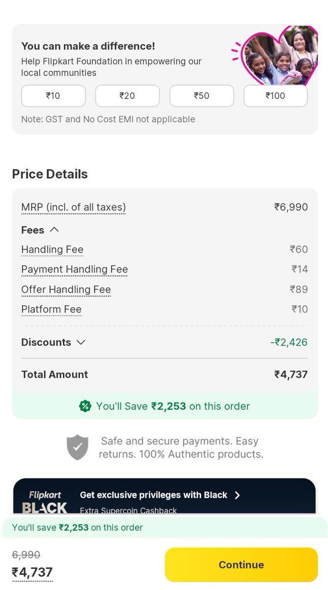 byshah09's tweet photo. @Flipkart WHAT IS ALL THESE FEES??? ITS TOO MUCH, TILL NOW IT WAS PLATFORM FEE WHICH WAS JUSTIFIED BUT ALL THIS ADDITIONAL FEES... NOT WORKING!!! RETHINK ON IT...

ARE YOU MAKING PPL REGRET OF BUYING ANY ITEM...??

WHAT IF I WANT TO RETURN THE PRODUCT, WILL IT BE REFUNDED??? https://t.co/qS7AXmlvdj
