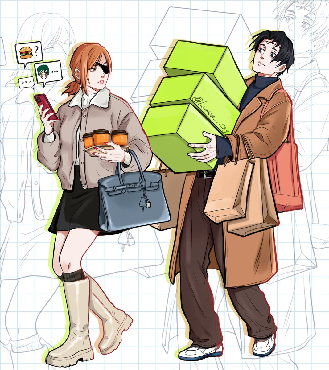 lumen___sky's tweet photo. I didn't get enough interaction between Yuta and Nobara in canon. So I'll have to create that interaction myself 😌 https://t.co/IHj9GmP3no