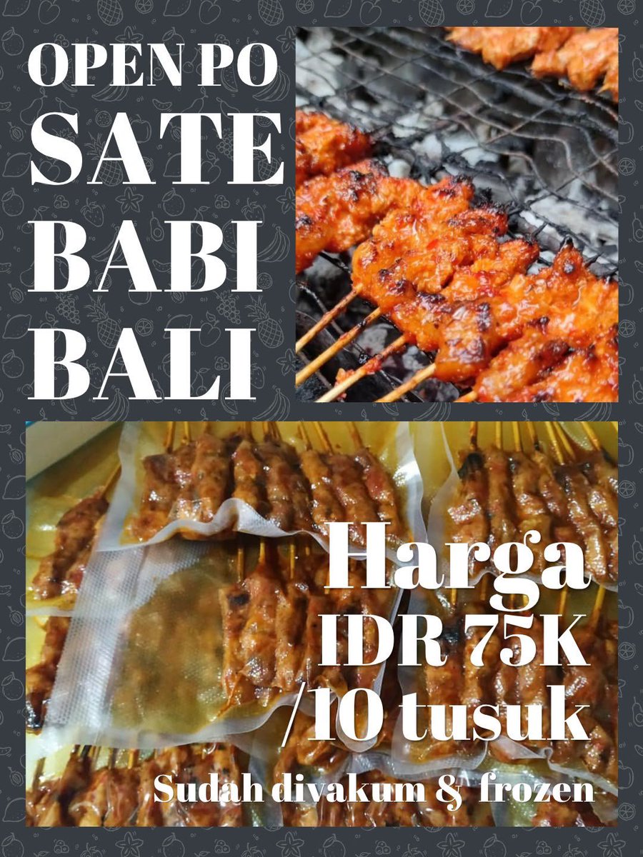 AHYEON_IDN's tweet photo. OPEN PO MAKANAN FROZEN 🍽️
▸ SATE BABI BALI — NON-HALAL
IDR 75K / 10 tusuk
▸ AYAM BUMBU SERUNDENG
IDR 100K / 1 ekor
Includes sambal & bumbu serundeng
✅ Semua produk sudah divakum & frozen.
#OpenPO #POBandung #FrozenFoodBandung #KulinerBandung #POMakanan https://t.co/HHuH7WLmMy