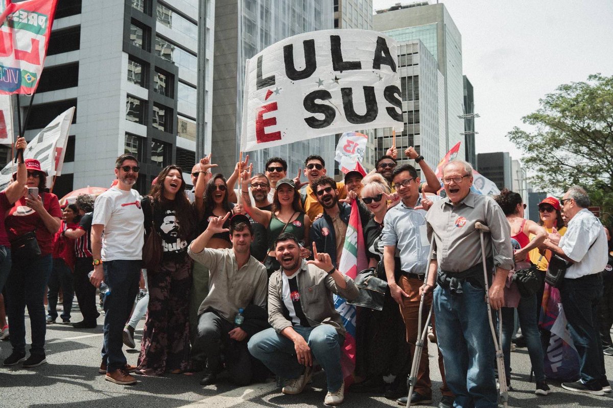 davidrkadler's tweet photo. It’s election day in Brazil 🇧🇷 and from here in São Paulo, I must admit that the overwhelming emotion is anxiety. 

The anxiety is less that Lula will underperform or that Flavio Bolsonaro will overperform, although both fears are palpable everywhere.

The anxiety is more that our models of voter behavior are completely outdated, that we no longer understand what moves people at the margin to vote one way or another.

Call it a symptom of hyperpolitics if you want: the old unions, parties, and movements no longer command social majorities or set lines for militants that determine electoral outcomes. 

But looking ahead to the second round, it seems clear that social media algorithms are doing more to shape voter attitudes than social policy in this country. 

And not only here! This is what we saw in Colombia as well: the rise and rise of the ultra-right, despite Petro delivering on key plants of his majoritarian program. 

150 million Brazilians now go to the polls, but any “pundit” or “Brazil-watcher” selling you on a simple theory of what’s going on in their minds is lying. 

Off we go, then. I’ll do my best to report throughout the day from on the ground with the @ProgIntl delegation (pictured here). 

Bora Lula ♥️