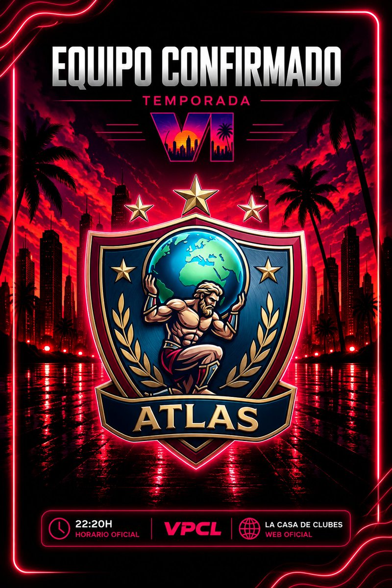 VPCL_Spain's tweet photo. 🔥 24º CLUB CONFIRMADO | TEMPORADA VI

🌍 @ATLAS_SportsFc

Un nuevo club se incorpora a nuestra competición y asegura su plaza para afrontar la Temporada VI.

¿Quién será el próximo en unirse?

#VPCL #ProClubs #eSports https://t.co/y9jZ0HkQzu