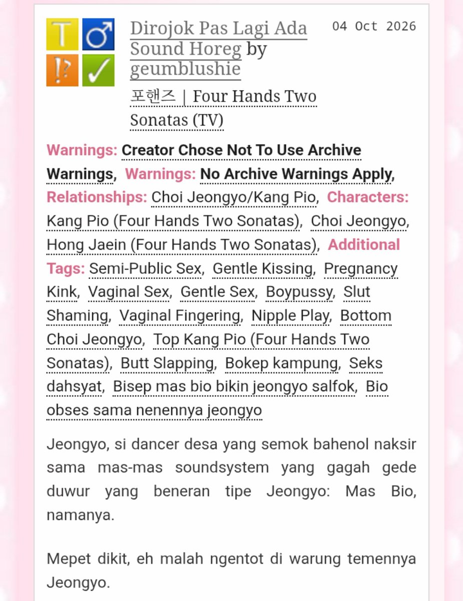 calliogy's tweet photo. #biojeongyo | #piyo | #jeongbio au (written in Indonesian)

☆ mas mas salon horeg (bio) x dancer horeg (jeongyo)
[ https://t.co/0FnZuOLOiD ] https://t.co/w2aDAbPDYE
