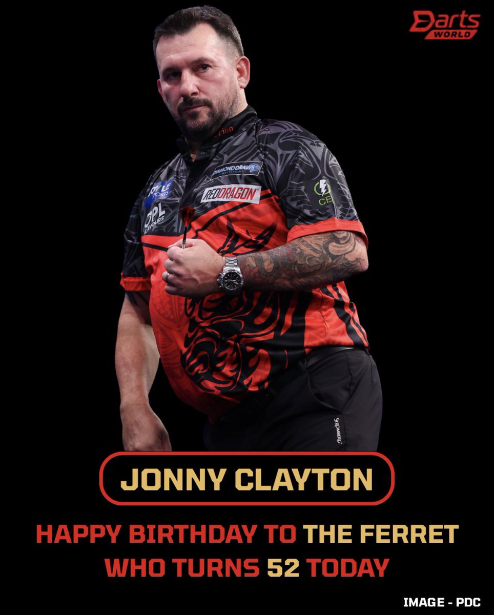 SeniorsDarts's tweet photo. 🎯🐉 | CLAYTON'S CANDLES 

The Ferret turns 52 today.

What a later stage career the proud Welshman has had.

🏆: Grand Prix, Premier League, World Series of Darts, The Masters.

Happy Birthday Jonny!

#ClaytonCandles #TheFerret #DWLegecy #Wales https://t.co/v57zeyV08v