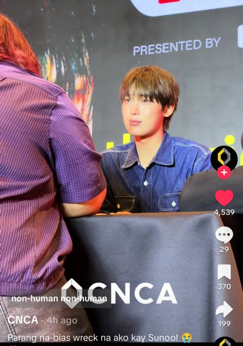 pinknooieu's tweet photo. CNCA posted this edit in tiktok with the caption, “parang na-bias wreck ako kay Sunoo!” which translated to “seems like I got bias-wrecked by Sunoo!” 

our stan attractor indeed 🥹 but let's talk about how gentle, kind, and accommodating sunoo was towards fans. look at him and his genuine reaction while fans were talking to him. he was patiently waiting for the translator as well to translate the words for him. HE'S THE BEST!  

#SUNOO #선우