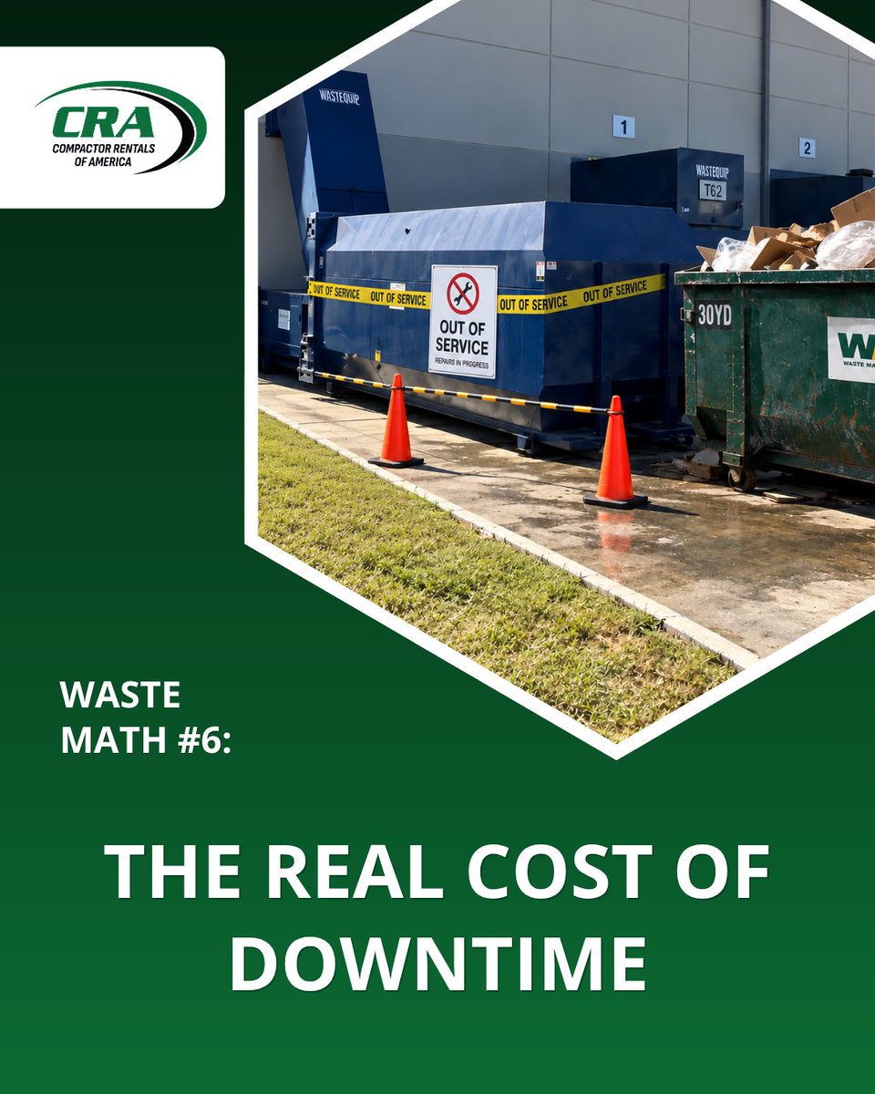 BleedBlueMMI's tweet photo. Waste Math #6: When a compactor goes offline, most facilities focus on the repair bill. 

That's only part of the cost. The repair has a price. So does every day you wait for it. 

📞 (855) 898-4811 

#wastemath #compactorrental #equipmentdowntime https://t.co/ySFjFmMUjC