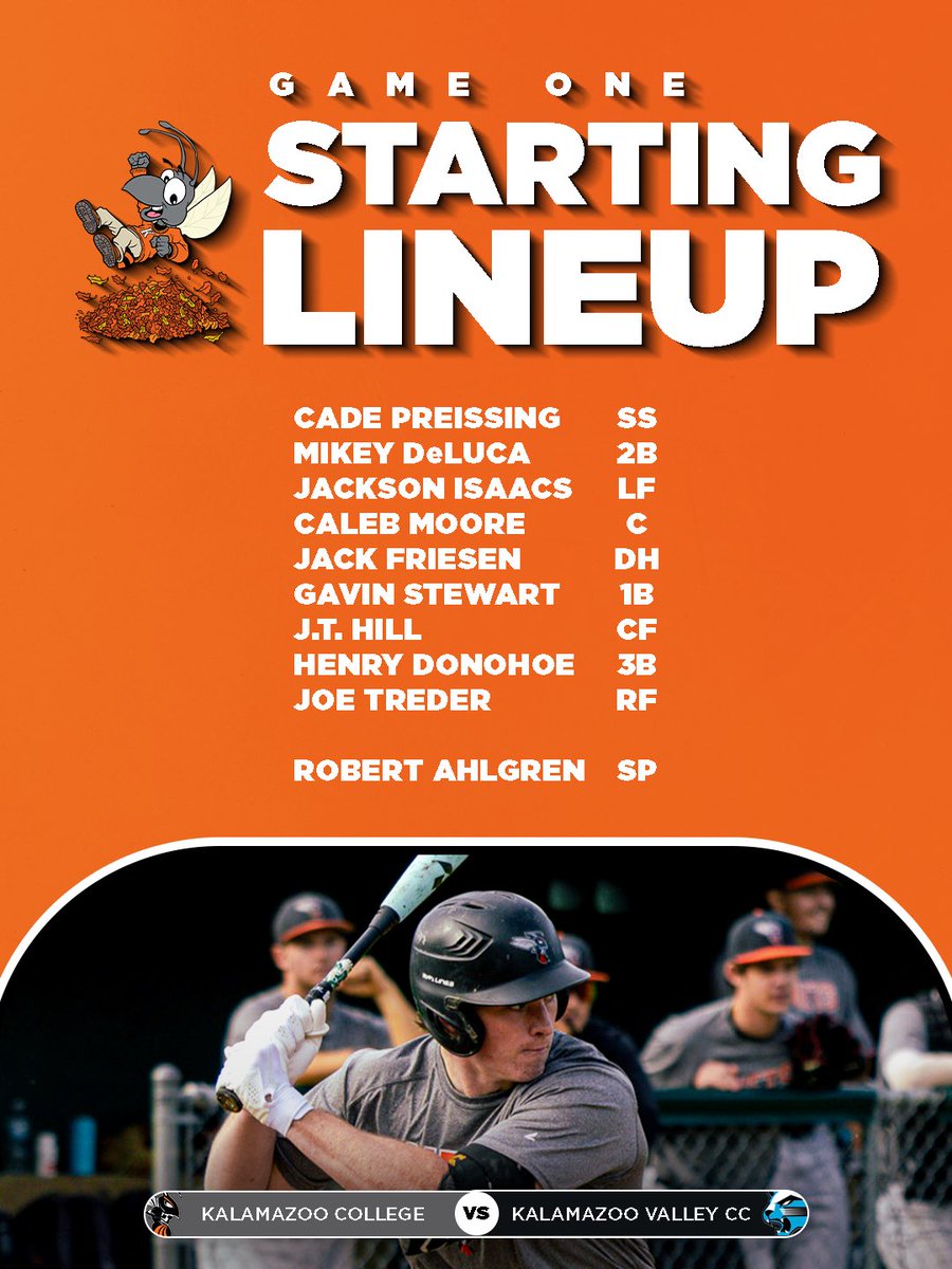 kzoobaseball's tweet photo. Hereโs how the Hornets line up for game 1 of the doubleheader. ๐โพ๏ธ
#d3baseball https://t.co/n3vs6SHn49
