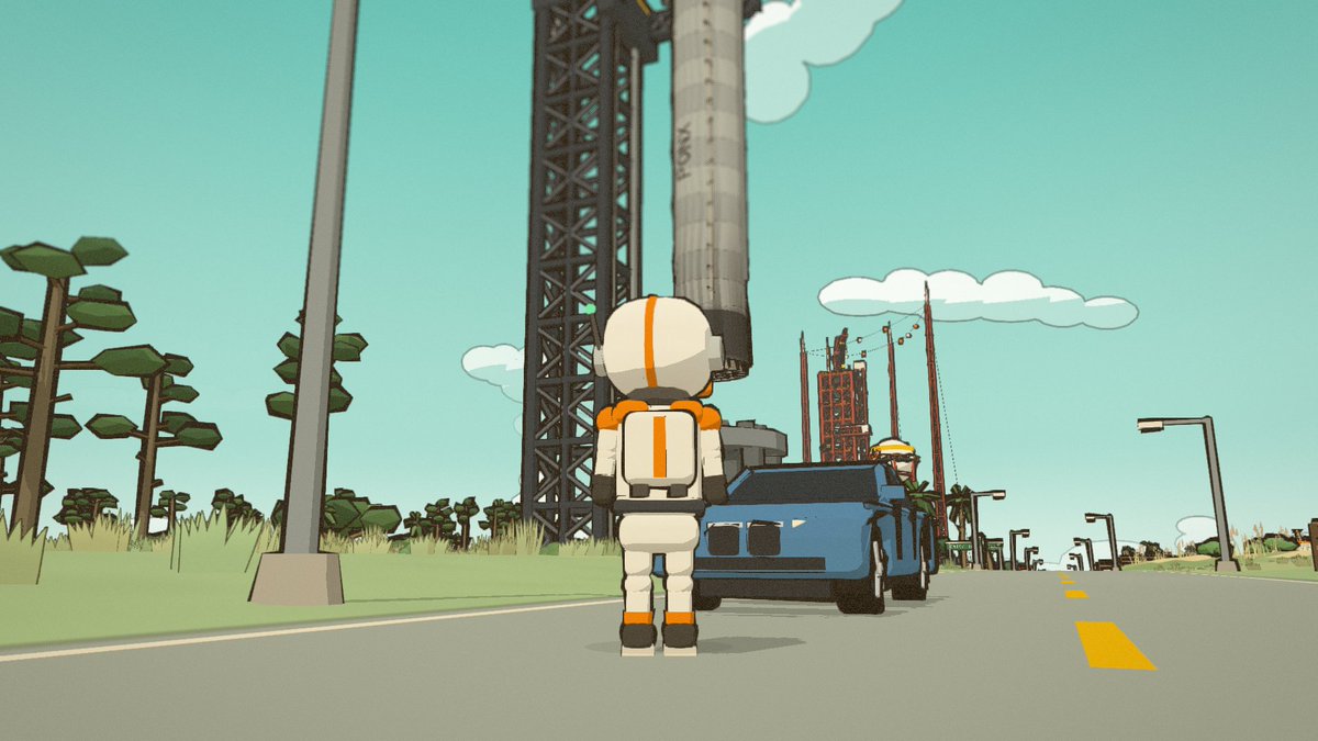 ponxwork's tweet photo. Pull over, look up.

Your crew stops on Beach Road to watch a booster home from orbit hang in the Catch Tower's arms. https://t.co/OAmu0X2AUg