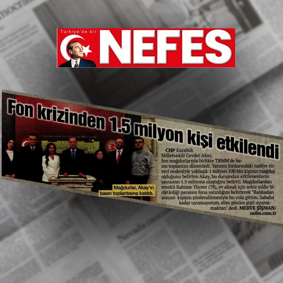 cevdetakaychp's tweet photo. 🗞️ Ekonomi Gazetesi➖Sözcü Gazetesi
🗞️ Nefes Gazetesi ➖ Gazete Pencere

📌 Fon ve hisse mağduriyeti yalnızca finansal bir mesele değil. Ortada giderek büyüyen bir toplumsal mağduriyet var.

❗️İktidar, bunun ekonomik sonuçlarının ötesinde ciddi bir toplumsal soruna dönüşebileceğini görmeli ve daha fazla gecikmeden harekete geçmelidir.