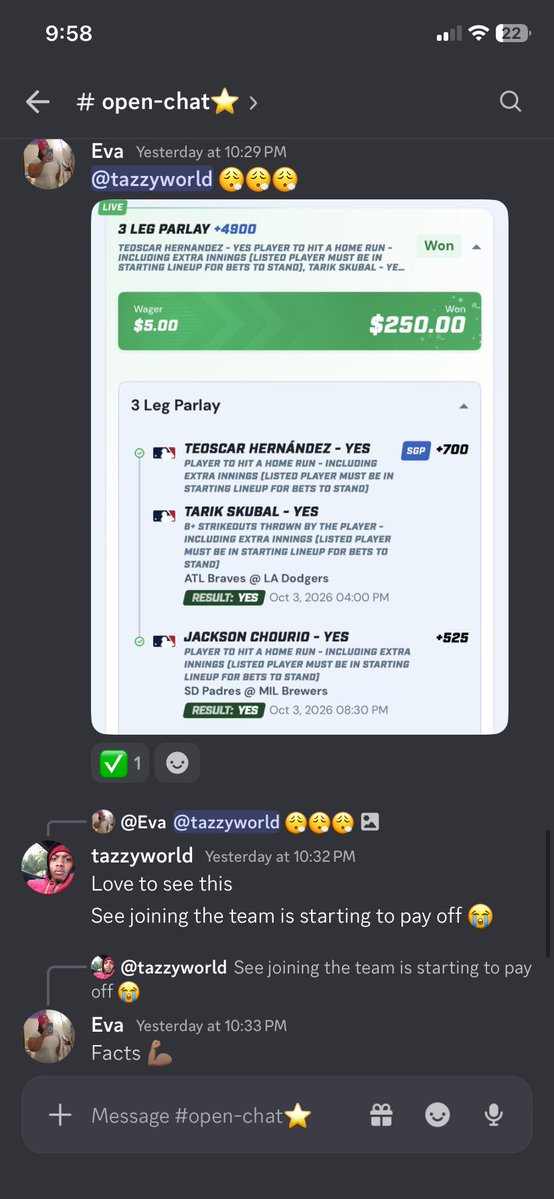WGRSbets's tweet photo. @_Tazzyworld 💪 💰💪💰💪💰💪💰 #WGRS #wins #fanduel https://t.co/ijjs1kbQ3M https://t.co/pFpF0wNw4m
