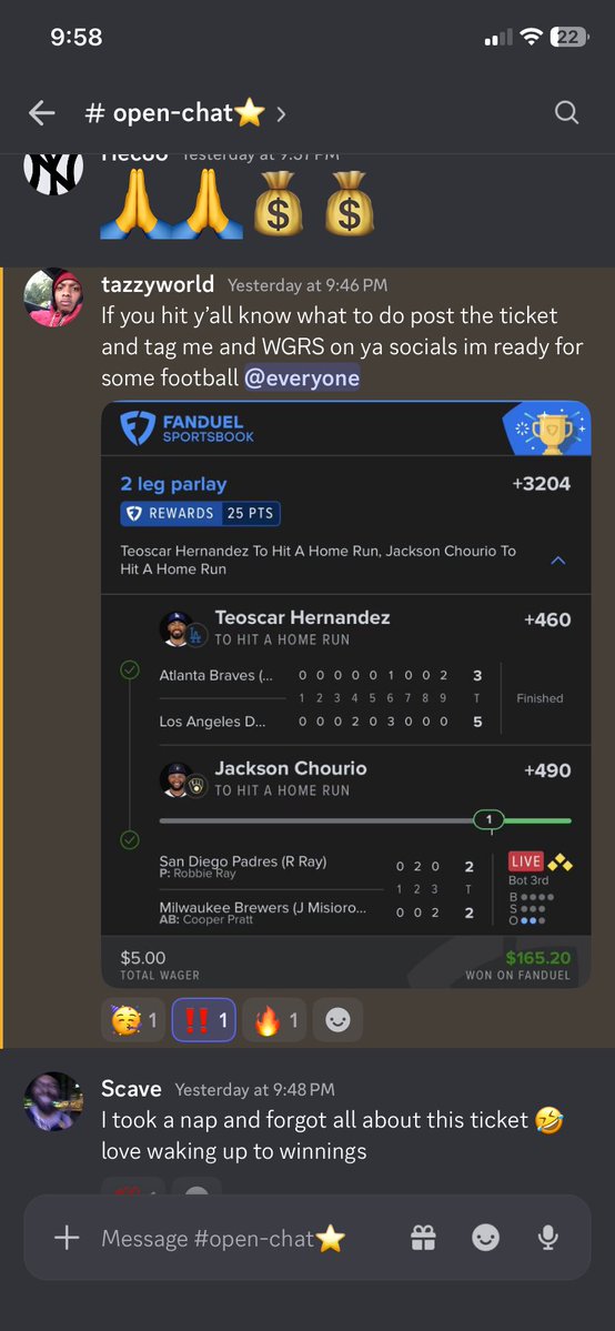 WGRSbets's tweet photo. @_Tazzyworld 💪 💰💪💰💪💰💪💰 #WGRS #wins #fanduel https://t.co/ijjs1kbQ3M https://t.co/pFpF0wNw4m