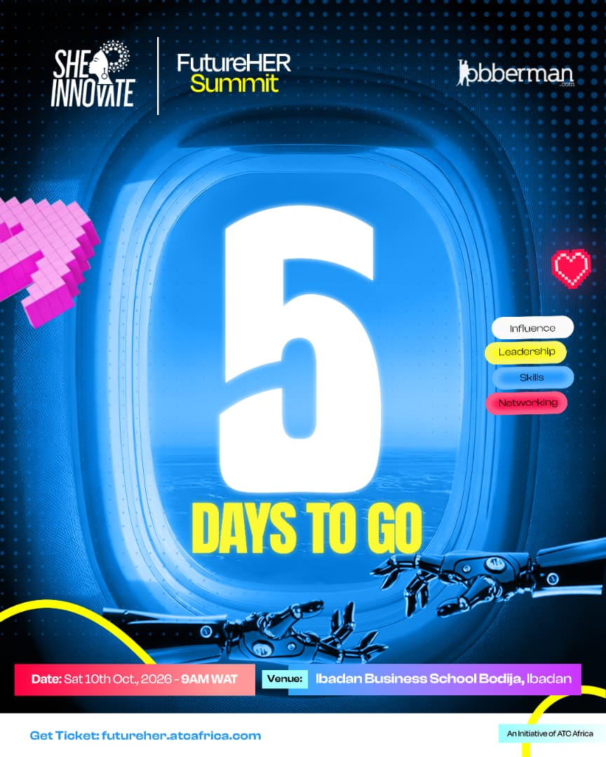sheinnovate's tweet photo. 5days to the #FutureHerSummit26⏰ 

A Flagship gathering of female talent, Technical Builders and Industry leaders driving the Future of Tech in Africa this October.

That’s what’s waiting for you this October at Africa's flagship gathering for female tech talent https://t.co/PrTQTJrhew