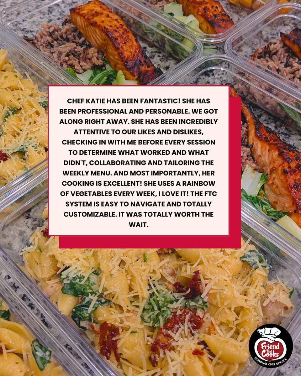 FriendThatCooks's tweet photo. The stories our clients share are the heart of what we do 💛 Knowing we've helped make mealtimes easier, weeks less stressful, and family time more enjoyable means everything to us. 🍽️✨ #ClientTestimonial #FallFlavors #PersonalChef #FriendThatCooks https://t.co/zNAhq37kcG