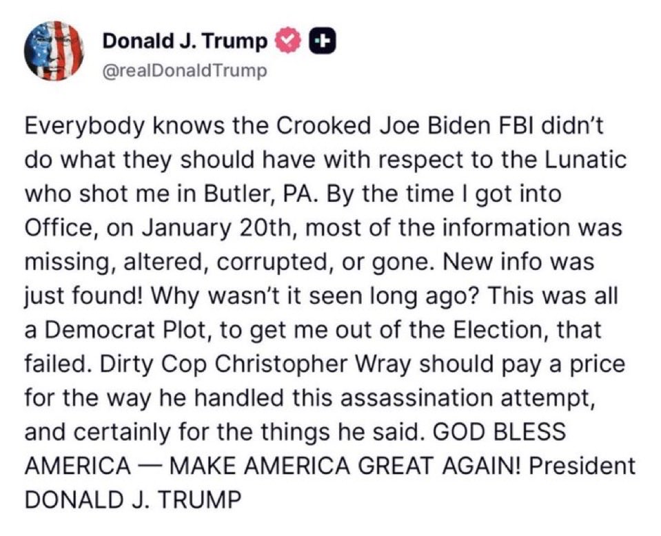 DeepLeaksHQ's tweet photo. I’m done playing nice.

Trump just put it on the table, Butler wasn’t some random kid with a rifle. Fake-name parts. Anonymous cremation. And the same crowd that prayed he’d die is telling you to shut up.

You don’t get to erase a president and still call yourselves democracy.

If this traces to Biden’s machine, a foreign hand, or their NGO army… that’s not politics.

That’s an enemy inside the wire.

Act like it.