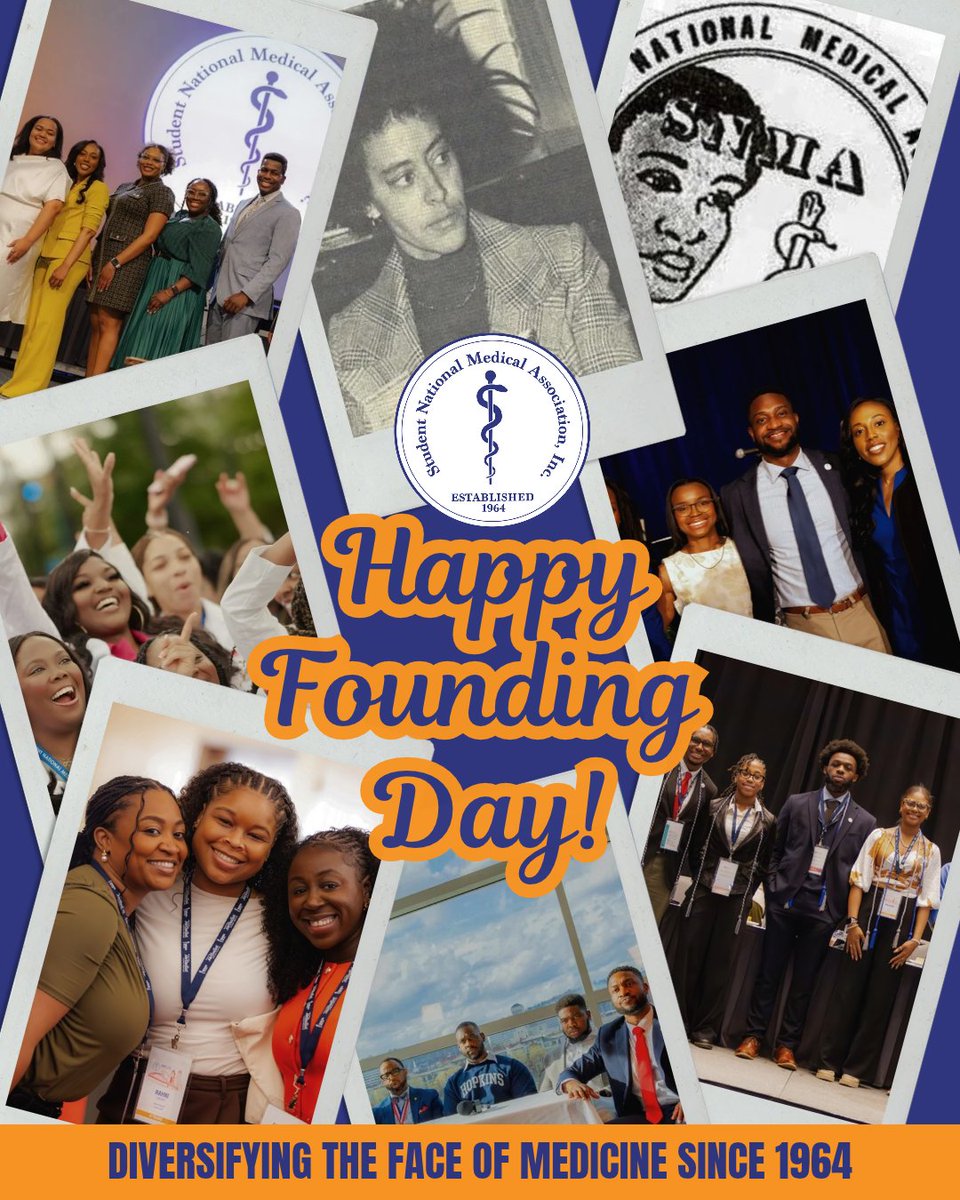 SNMA's tweet photo. 🎉 Happy Founding Day! 💙 Today, we celebrate SNMA’s legacy and mission to support underrepresented students in medicine, advance diversity in healthcare, and serve underserved communities. 🩺

Stay tuned for a week of Founding Day activities! ✨

#SNMA #SNMAFoundingDay https://t.co/UGwW3IF9nf