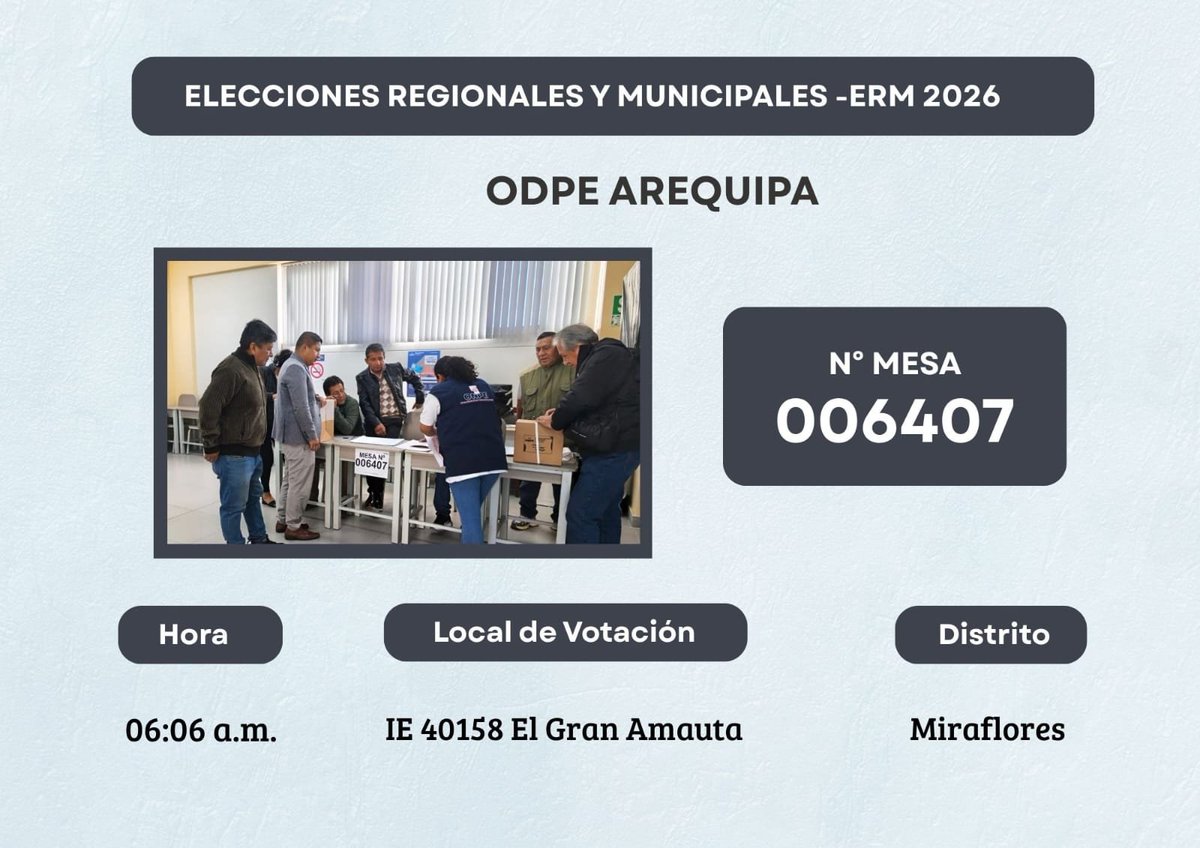 y_polemica's tweet photo. 🔵 #Arequipa CON PIE DERECHO...

La primera mesa instalada en la ODPE Arequipa fue en Miraflores... Ya en funciones .. https://t.co/W0lo9Myynb