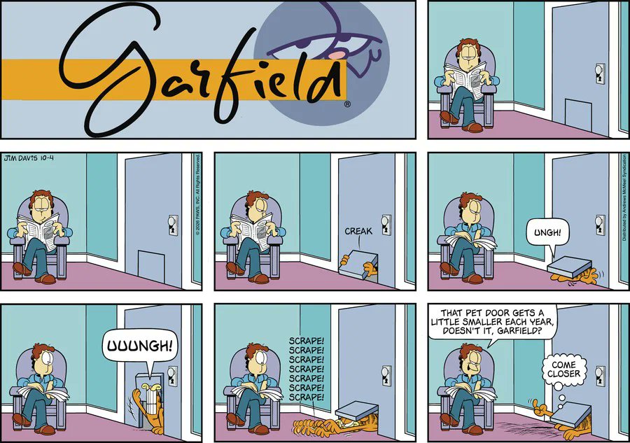 DailyGarfcast's tweet photo. Garfield by Jim Davis for Sun, 04 Oct 2026 https://t.co/OMsTG0RmJg