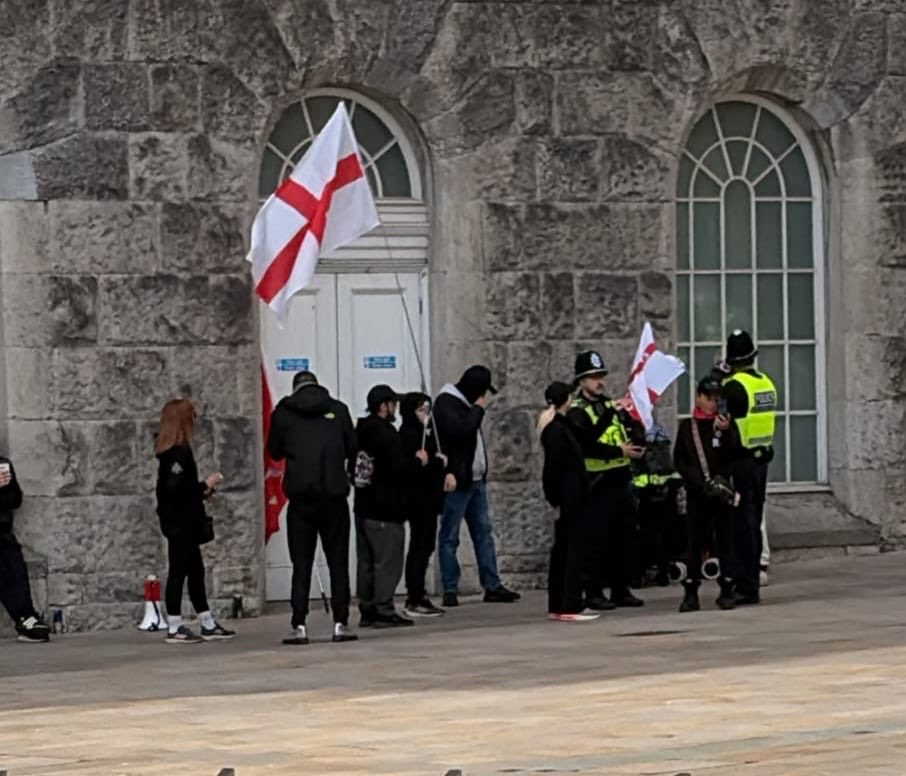 AntiRacismDay's tweet photo. Today’s Unity demo in Birmingham alongside the ‘counter demo’ that was organised by the far right to oppose it. 

Massive well done to @TUCMidlands Midlands Stand Up To Racism groups &amp; all the organisations &amp; individuals that made it such a success. https://t.co/8NG3pme5Lv