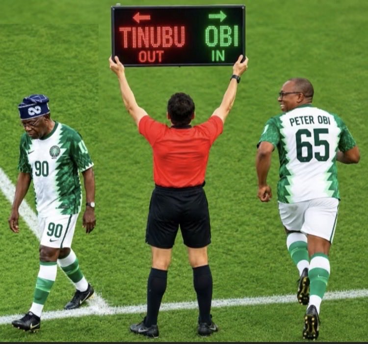 ObidientPremier's tweet photo. Bola Tinubu Out - Peter Obi In 

Bola Tinubu Jáde
Peter Obi Nínú

Bad Player Out
Good Player In https://t.co/OxpJwyRKYl