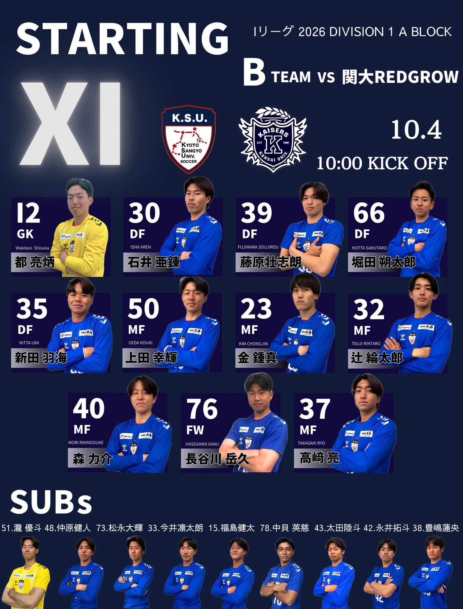 京都産業大学体育会サッカー部❮公式❯ on X: 