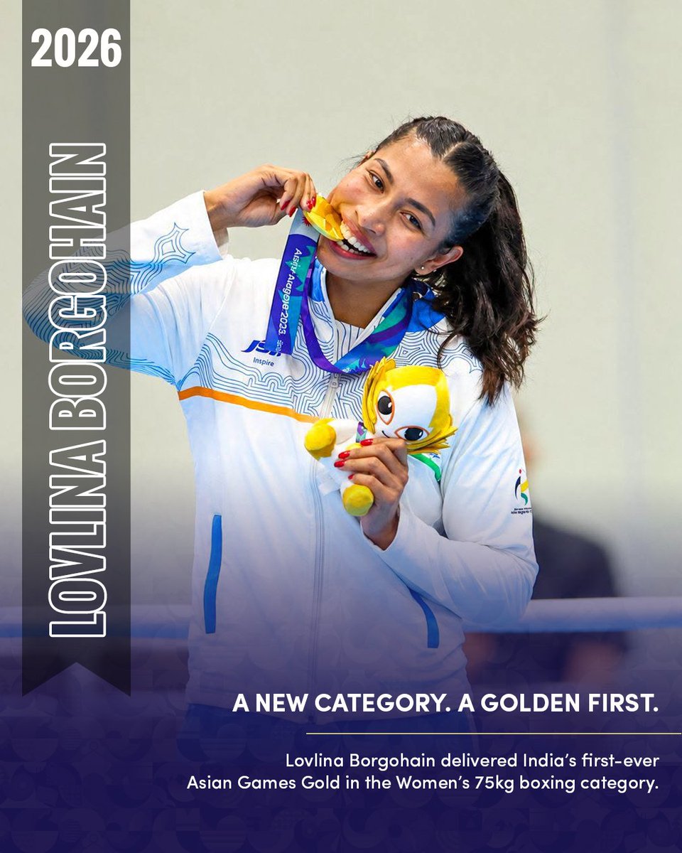 CBCNanded's tweet photo. A NEW CATEGORY. A GOLDEN FIRST. 🥇🔥

Lovlina Borgohain became the first Indian to win Asian Games Gold in Women’s 75kg boxing. History was made, and Bharat was cheering! 🇮🇳🥊

#BharatSetsNewRecords 

@LovlinaBorgohai https://t.co/rAhCMt8HDi