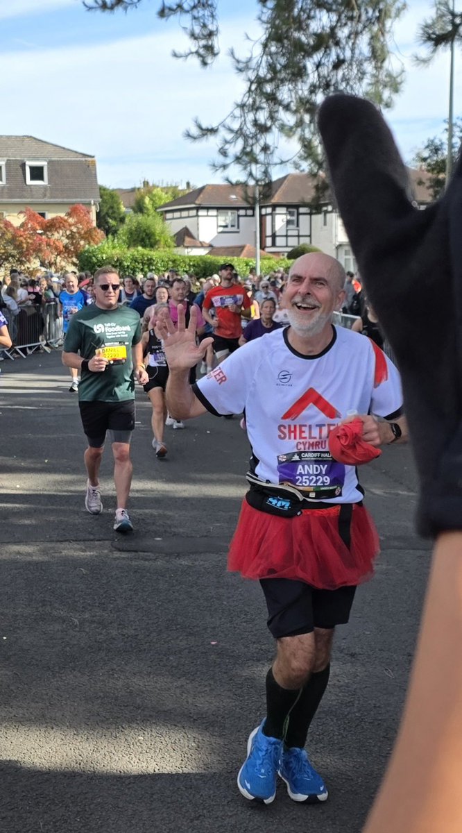 AWeltch's tweet photo. Had a great time (but definitely not a fast time) on the Cardiff Half Marathon today. It was lovely to hear so much support on the route for an old man in a tutu. #oldmanrunning @ShelterCymru #cardiffhalf https://t.co/8GclsSUV0o