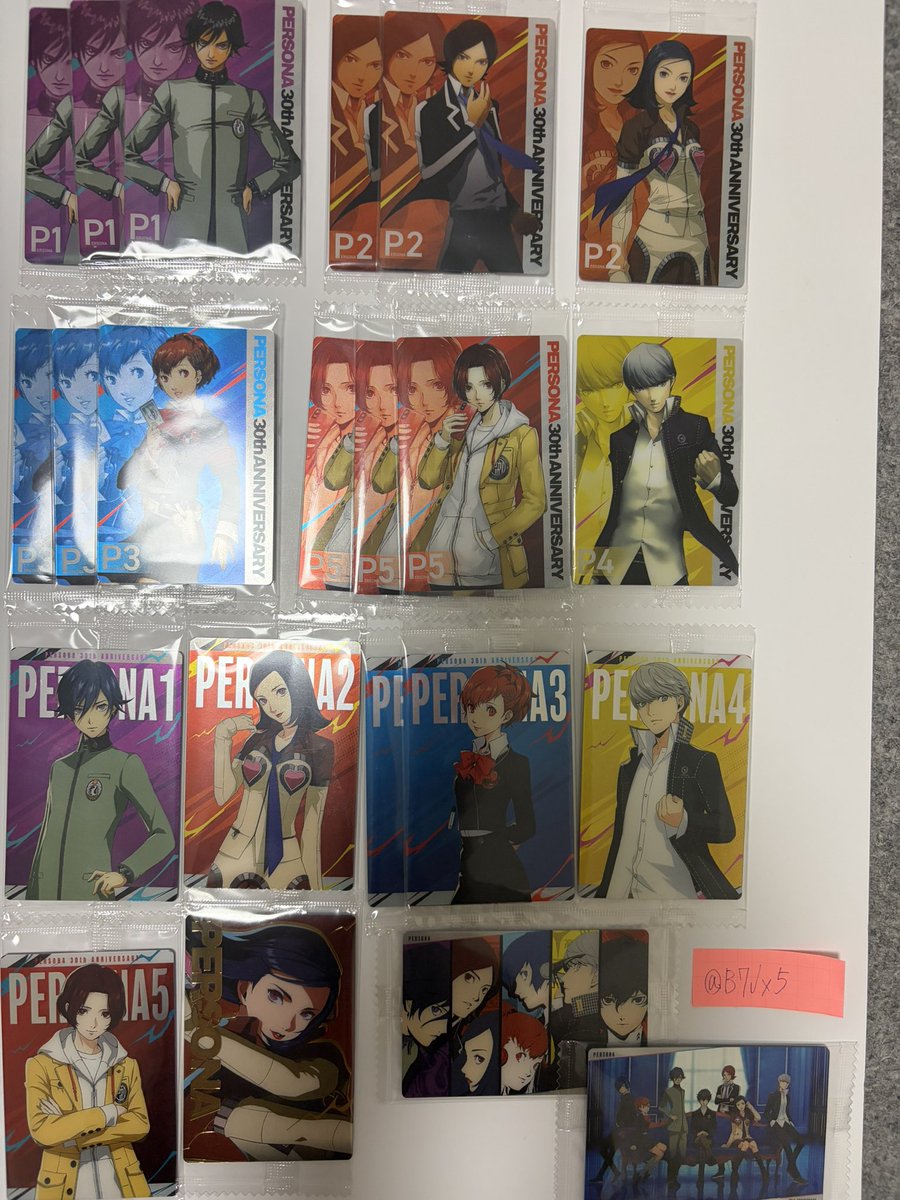 B7Jx5's tweet photo. 【交換】
ペルソナ ウエハース 30周年 30th

求 画像2.3枚目 （4.12.21.25.前段岳羽ゆかり）
譲 画像1

sp⇔N複数枚🉑 https://t.co/oZyR1f3sZh